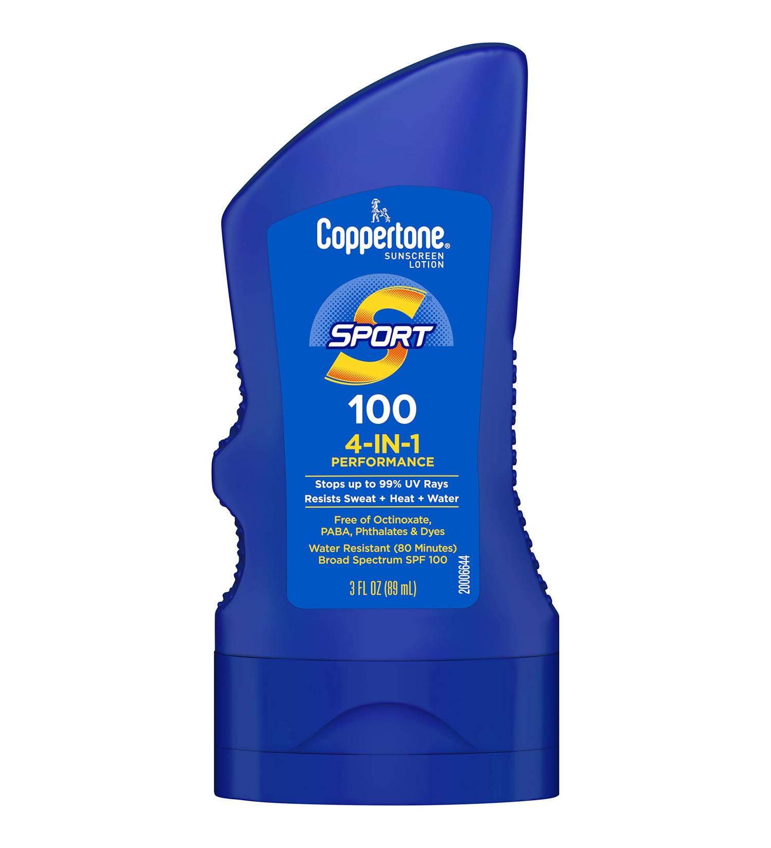 Coppertone SPORT SPF 100 Lotion | Water Resistant Body Sunscreen | Travel Size 3 Fl Oz - Buy Online on GoSupps.com