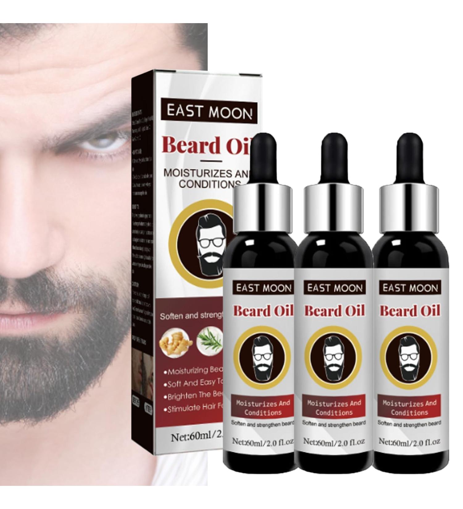 3 PCs Organic Beard Growth Oil - Natural Serum for Facial Hair Growth Moisturizes & Conditions - Perfect for Patchy Beards Men - Buy Online on GoSupps.com