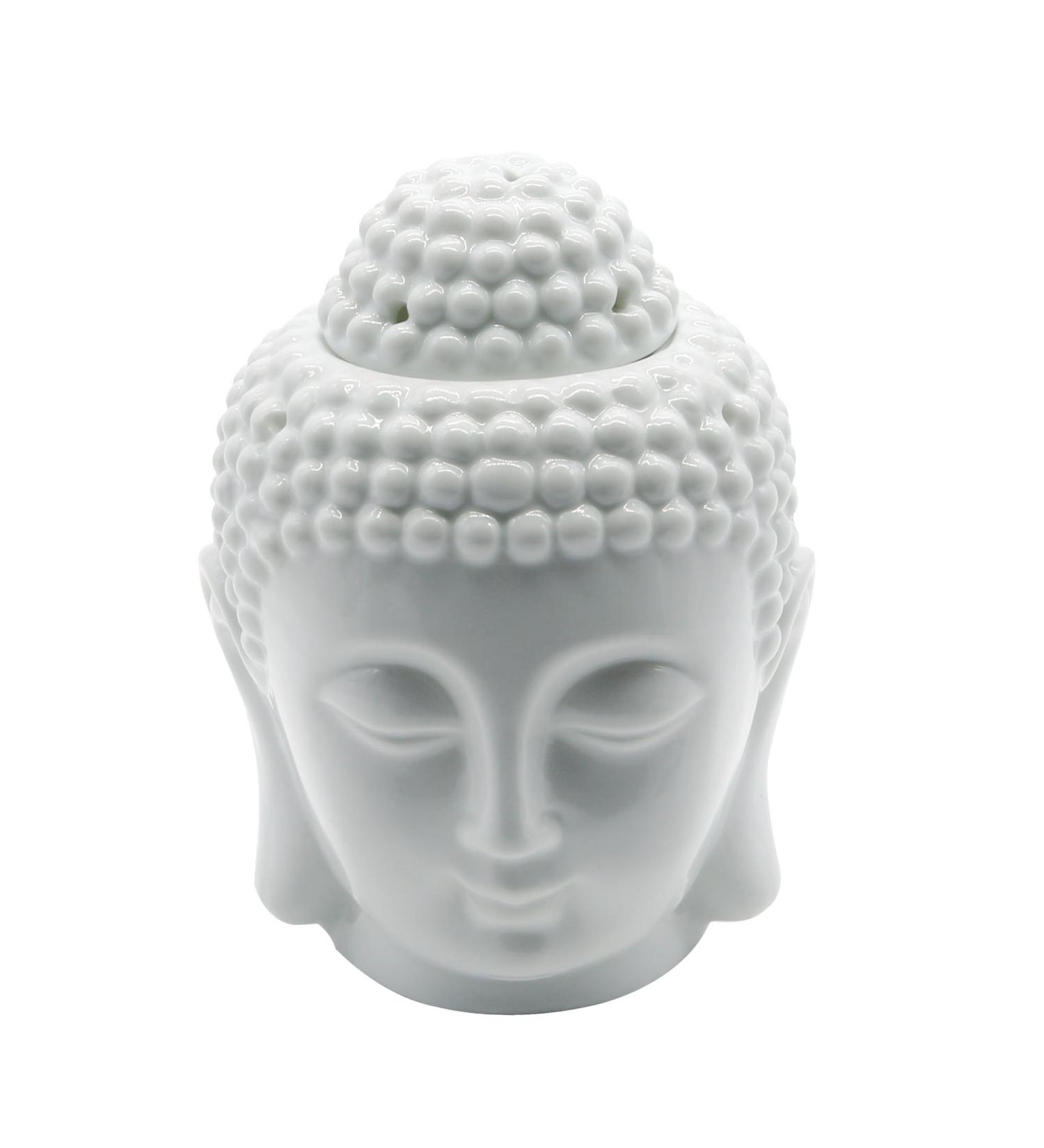 Porcelain Zen Garden Buddha Head Statue - Essential Oil Burner & Aromatherapy Diffuser for Home Decor - Perfect for Yoga & Meditation - Buy Online on GoSupps.com