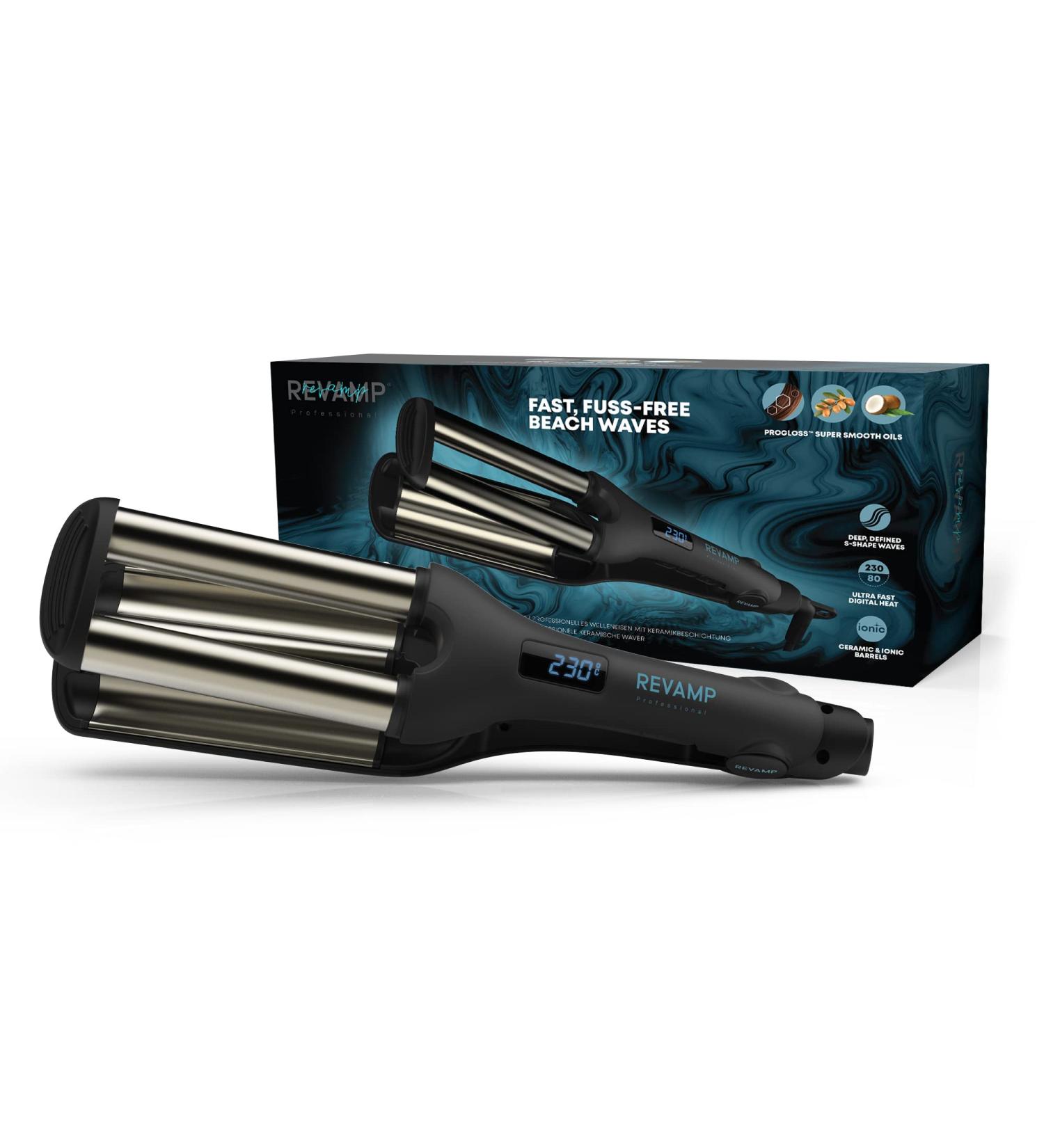 Revamp ProGloss Wave Define Styler - Professional Ion Technology for Smooth S-Waves | Enriched with Argan & Coconut Oil | Craft-Free Design | International Shipping Available - Buy Online on GoSupps.com