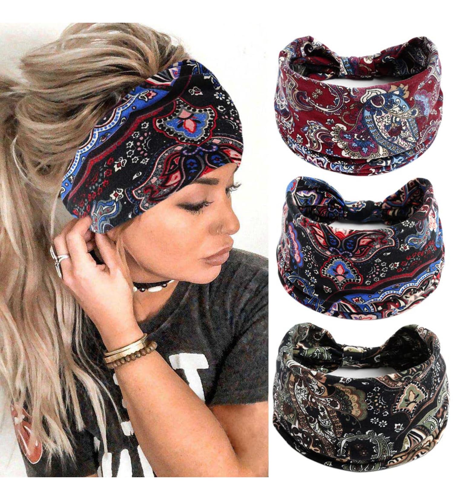 Shop Vintage Elastic Flower Hair Straps | 3-Piece Women's & Girls' Headwraps for Yoga & Fashion Accessories - Buy Online on GoSupps.com