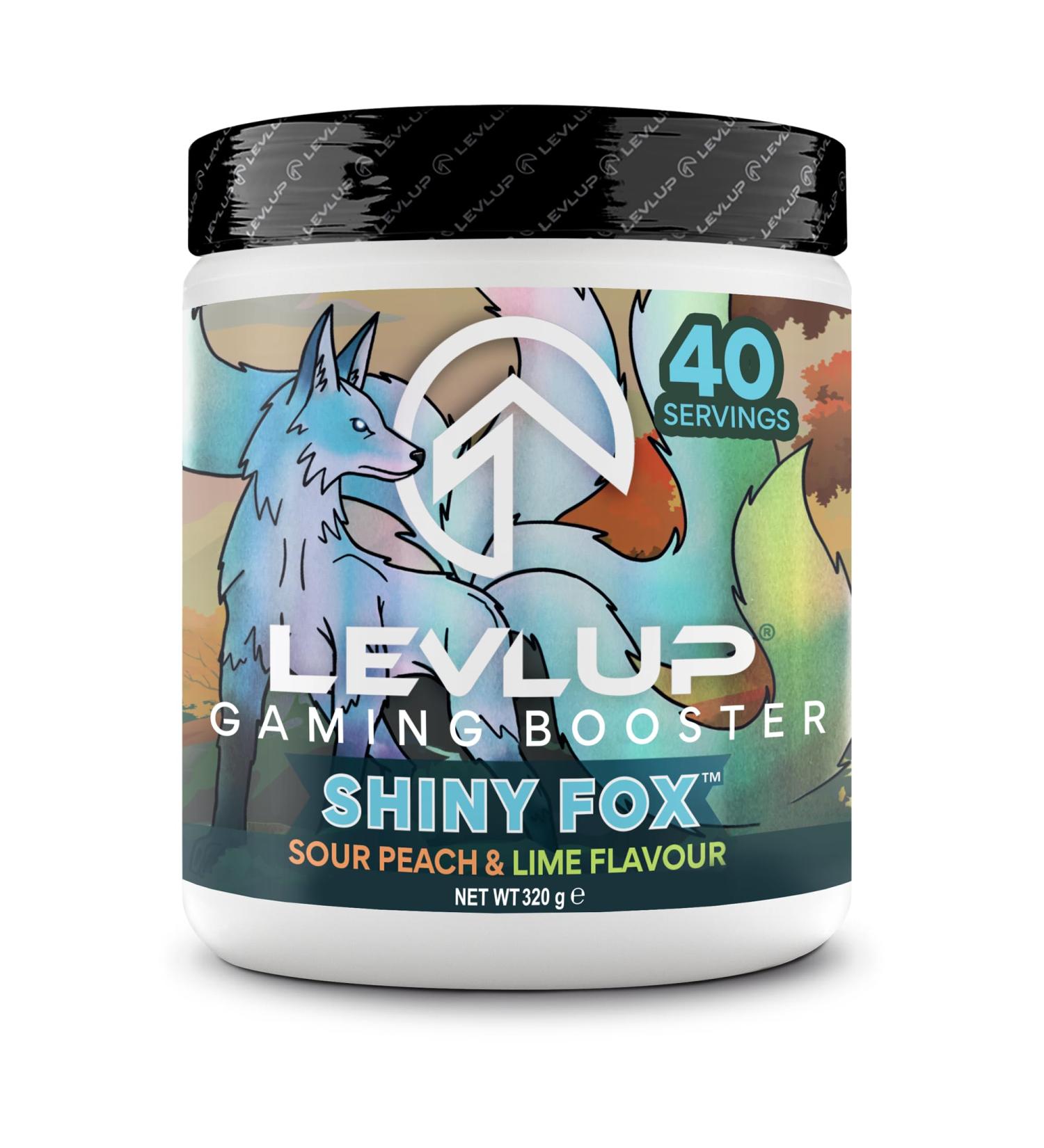 LevlUp Shiny Fox Gaming Booster Energy Focus and Concentration Drink Powder for Gamers with Taurine Caffeine L-Tyrosine and Vitamin B12 Peach and Lime Flavour 320 g 40 Servings - Buy Online on GoSupps.com