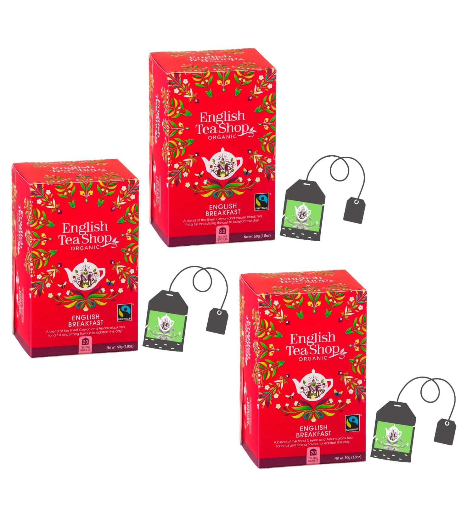  English Tea Shop English Tea Shop | Organic Black Tea English Breakfast | English Breakfast Tea Bags - 3 x 20 Tea Filters - Buy Online on GoSupps.com