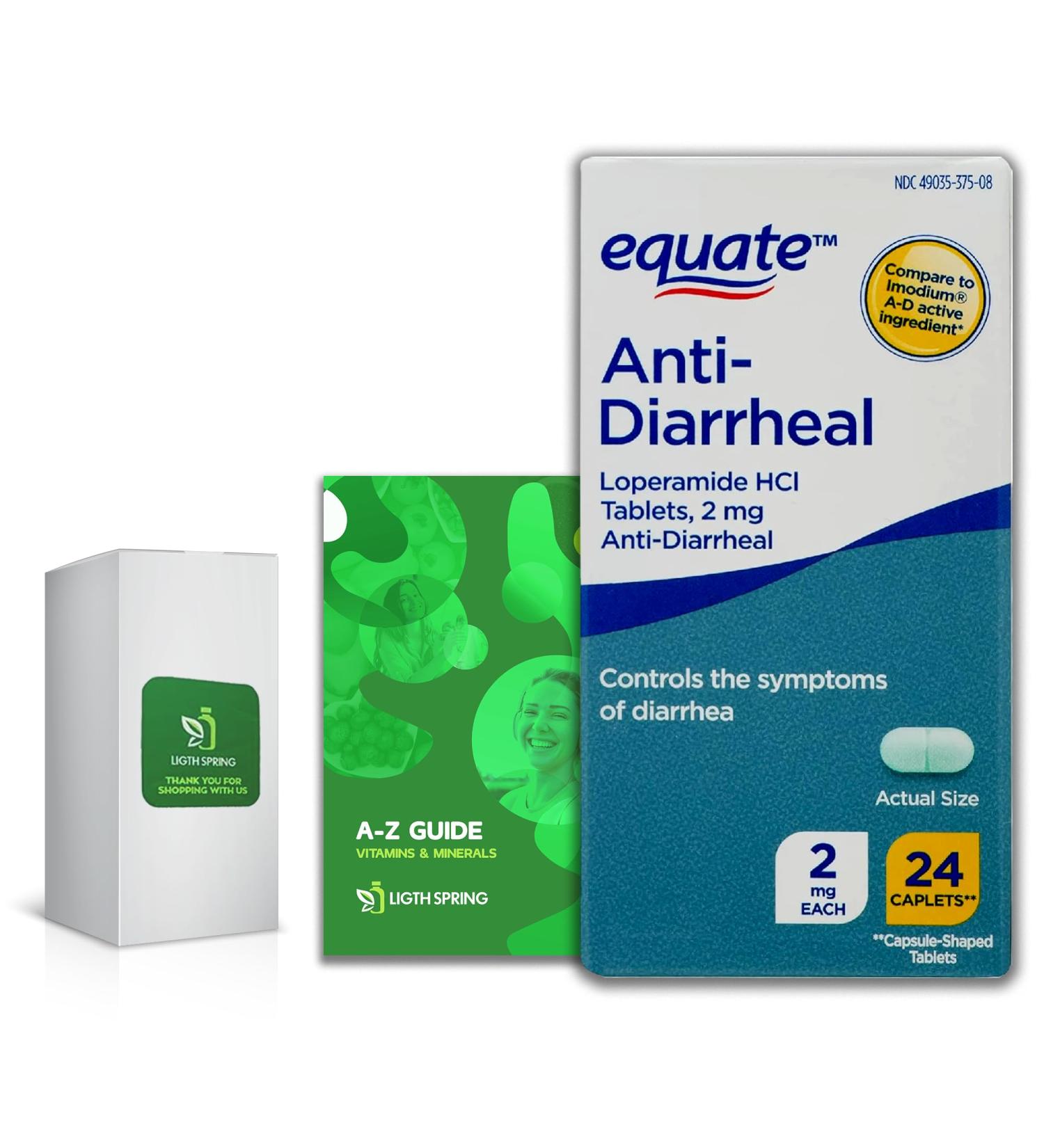Equate Anti-Diarrheal 2 mg - Loperamide Caplets Bundle with Exclusive Vitamins & Minerals - 24 Caplets for Fast Relief | Buy Now - Buy Online on GoSupps.com