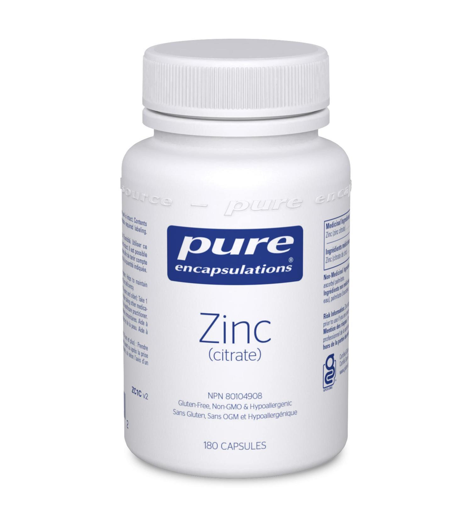 Pure Encapsulations Zinc Citrate | Support for Immune System Function and Healthy Tissue Formation* | 180 Capsules - Buy Online on GoSupps.com