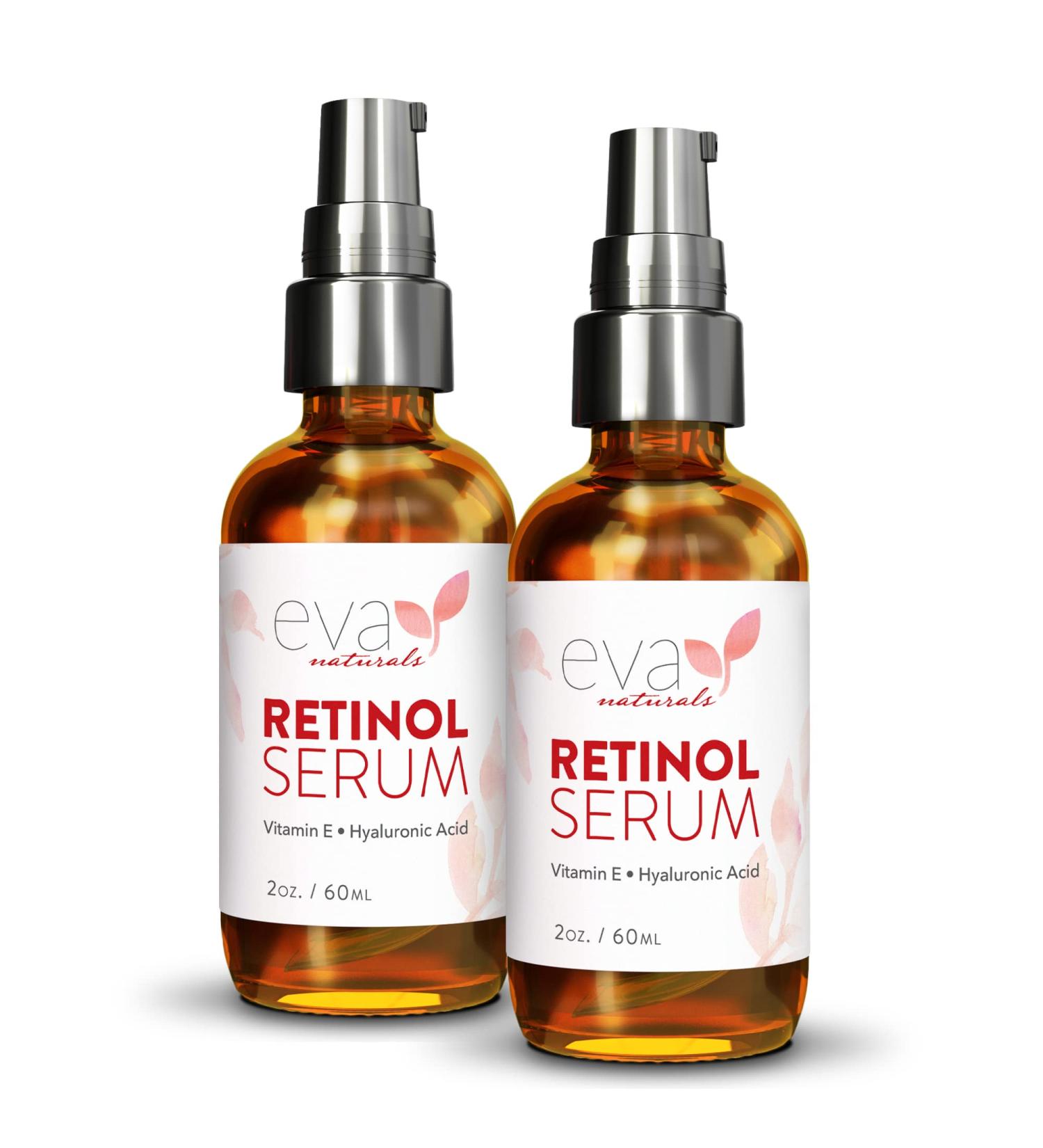 Eva Naturals Retinol Serum 2.5% - Anti-Aging Face Serum with Hyaluronic Acid & Vitamin E - Reduce Wrinkles & Dark Spots - 2 Pack 2 Fl Oz - Buy Online on GoSupps.com