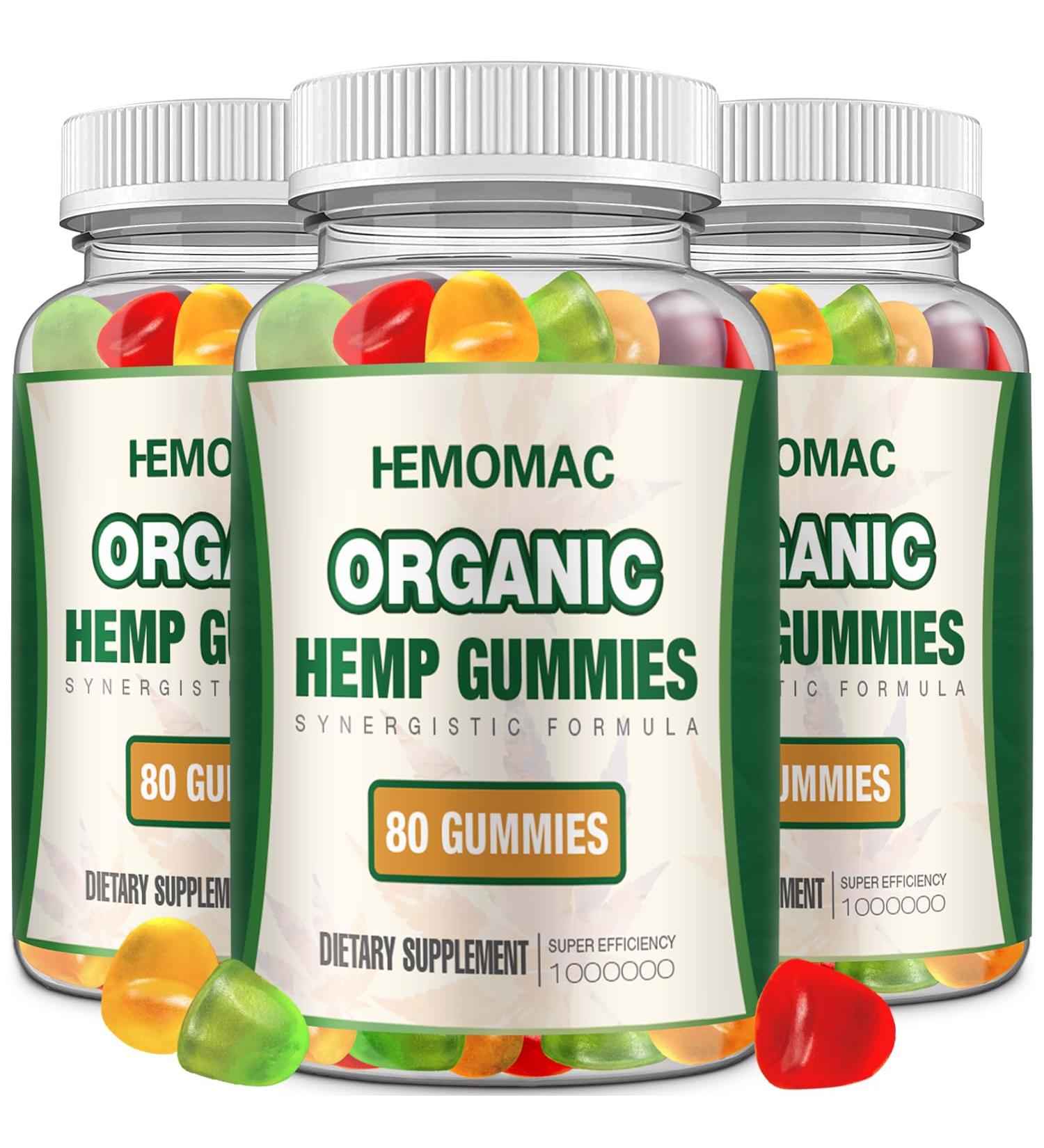 (3 Packs) Organic Hemp Gummies High Potency for Pain Anxiety Sleep Edibles Gummy Hemp Oil Extract - Vegan Non-GMO 80 Count (Pack of 3) - Buy Online on GoSupps.com