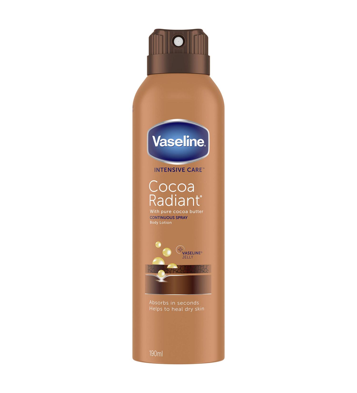 Vaseline Intensive Care Cocoa Radiant with Vaseline Jelly Spray Moisturiser for Very Dry Skin 190 ml (3 Pack) 1 count (Pack of 3) - Buy Online on GoSupps.com