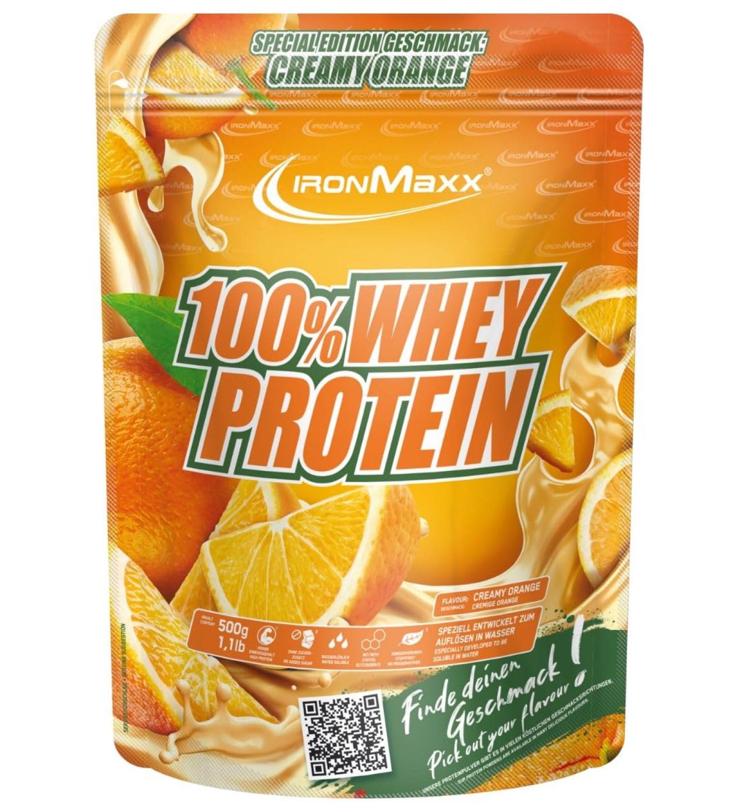 Ironmaxx 100% whey protein powder - creamy orange 500g bag |Suck -reduced water -soluble protein powder from whey protein |many different flavors