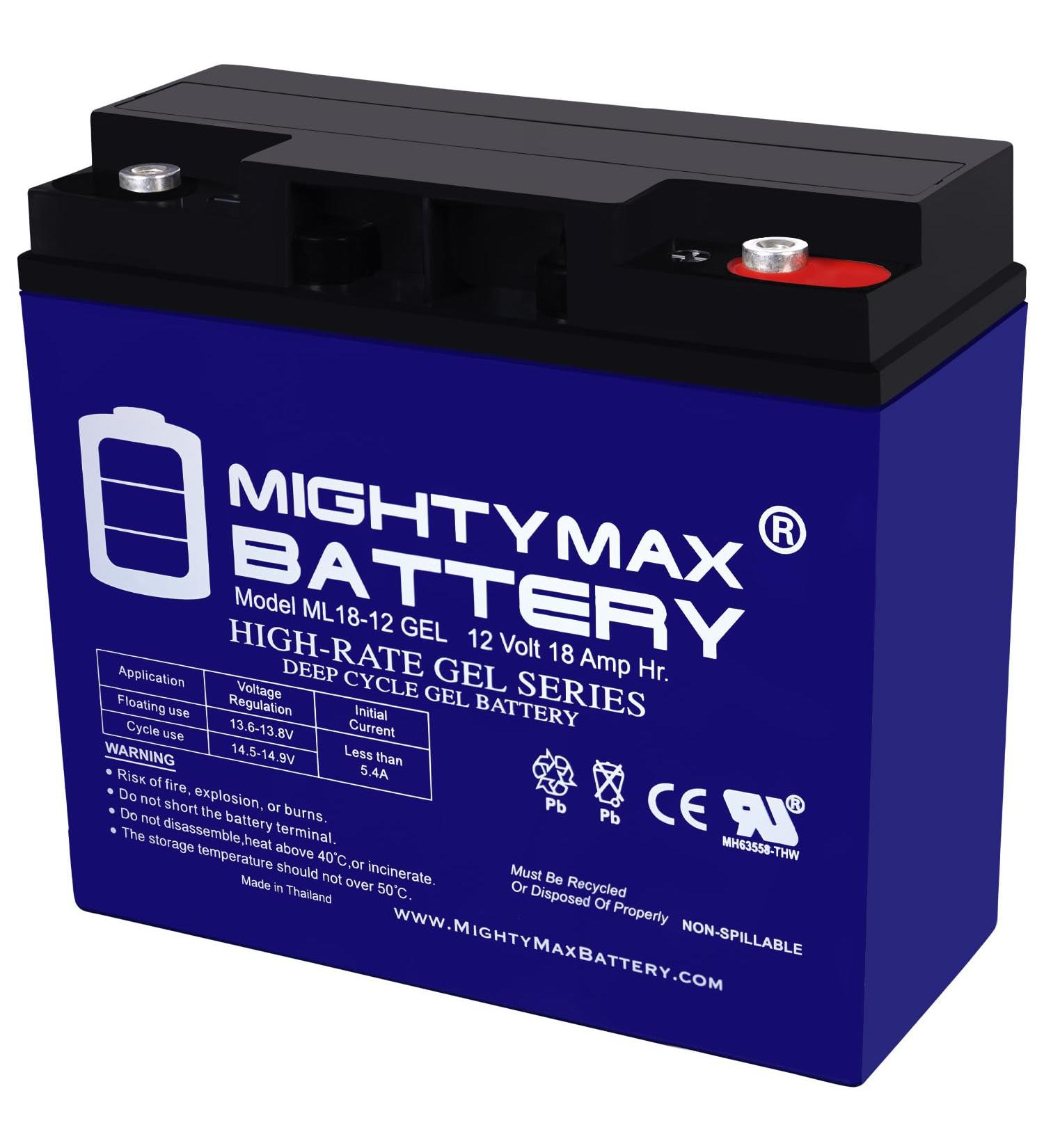 Mighty Max 12V 18AH Gel Battery Replacement for WP17-12 D5745 6DZM17 | International Shipping Available - Buy Online on GoSupps.com