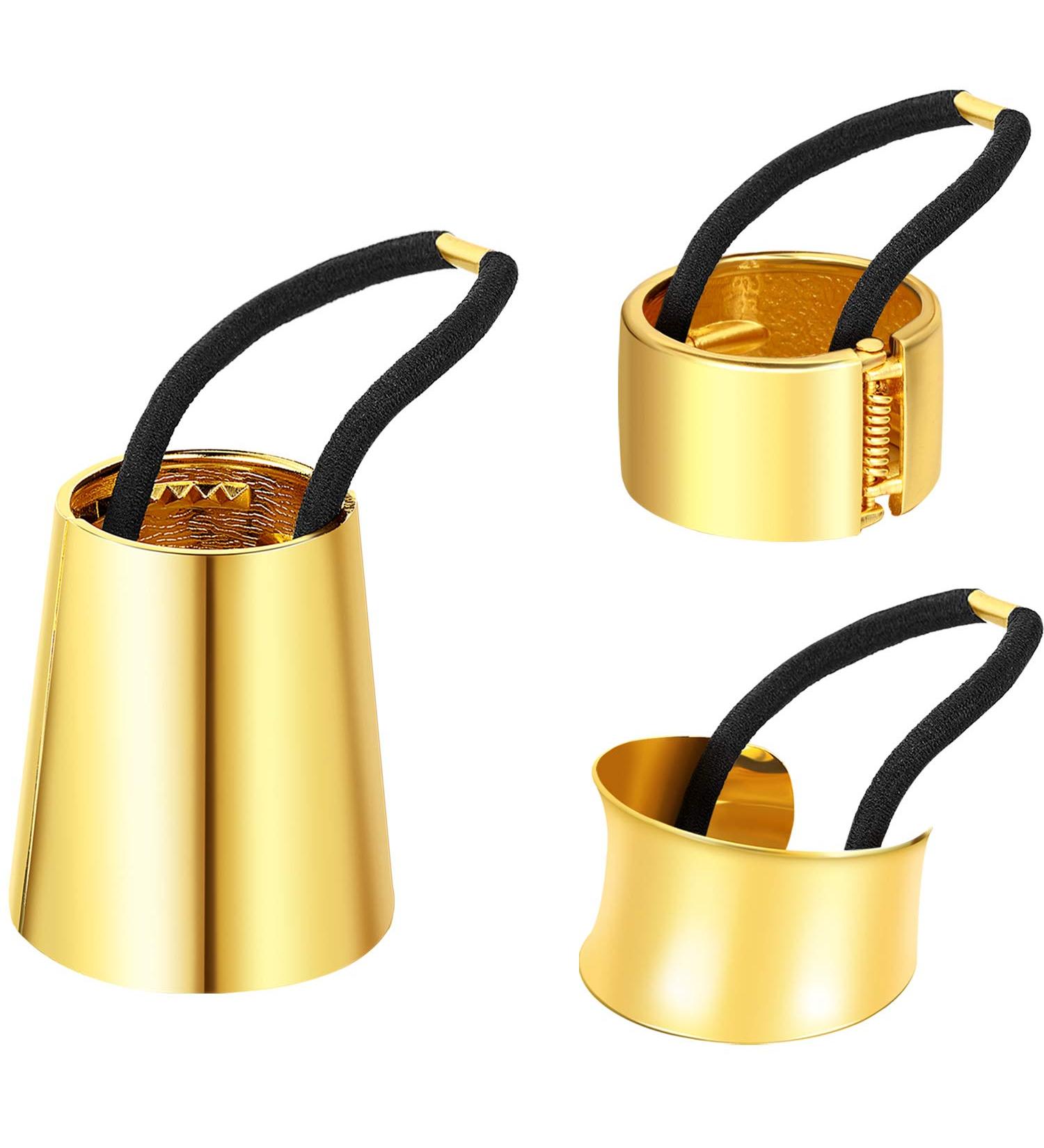 Metal Circle Hair Cuff Set - 3 Styles (Gold) | Elastic Hair Bands for Women & Girls - Buy Online on GoSupps.com