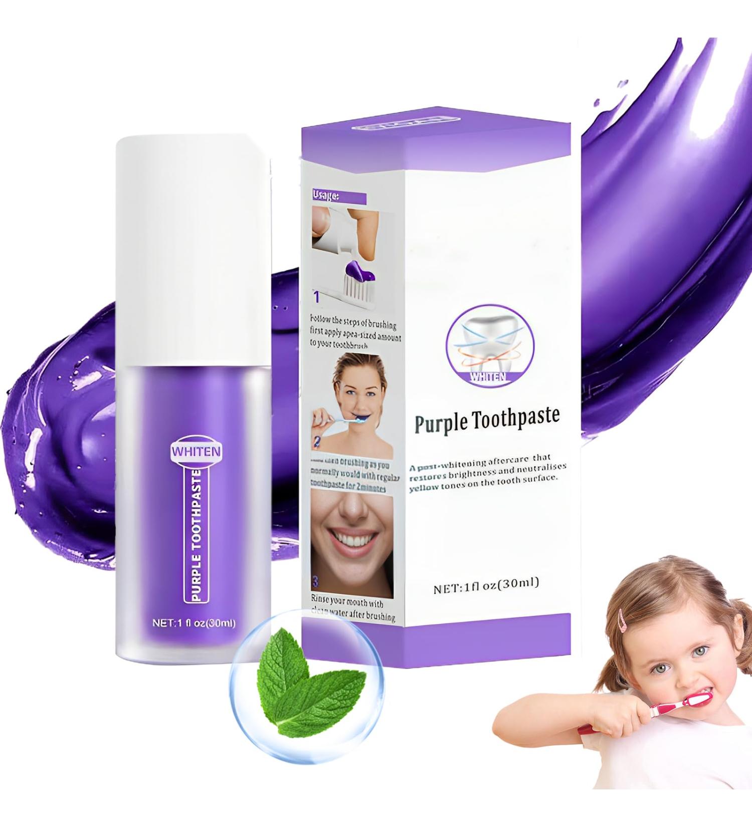 Geruike Purple Toothpaste for Whitening & Stain Removal - 30ml | Bleach Teeth Repair Gums White Teeth Solution - Buy Online on GoSupps.com