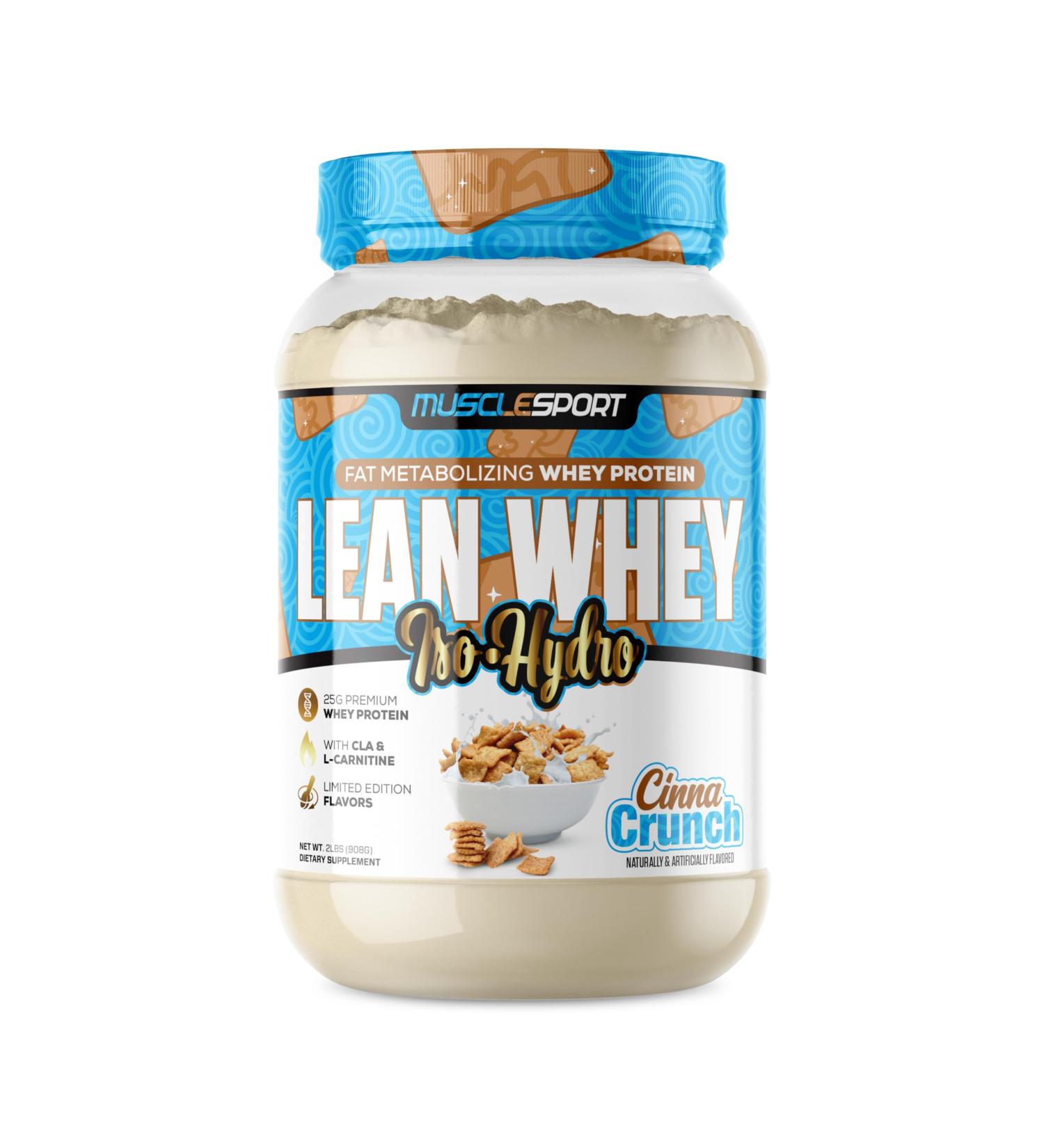 Musclesport Lean Whey Revolution Protein Powder - Whey Protein Isolate - Low Calorie, Low Carb, Low Fat, Incredible Flavors - 25g Protein per Scoop - 2lb Cinna Crunch - Buy Online on GoSupps.com