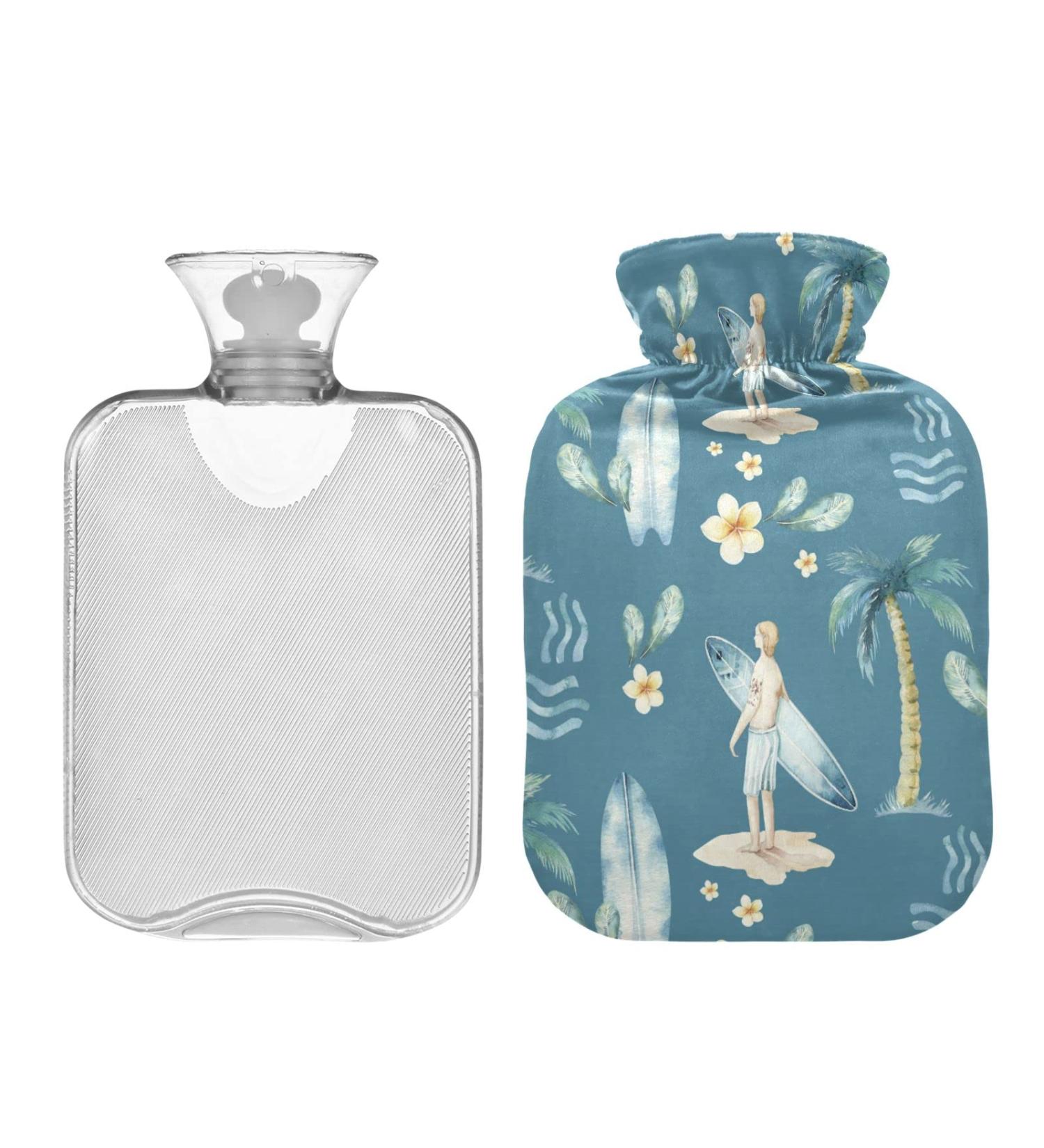 Mnsruu 2L Ocean Surfing Hot Water Bottle with Cover - Perfect Gift for Women & Kids | Ideal for Christmas - Buy Online on GoSupps.com