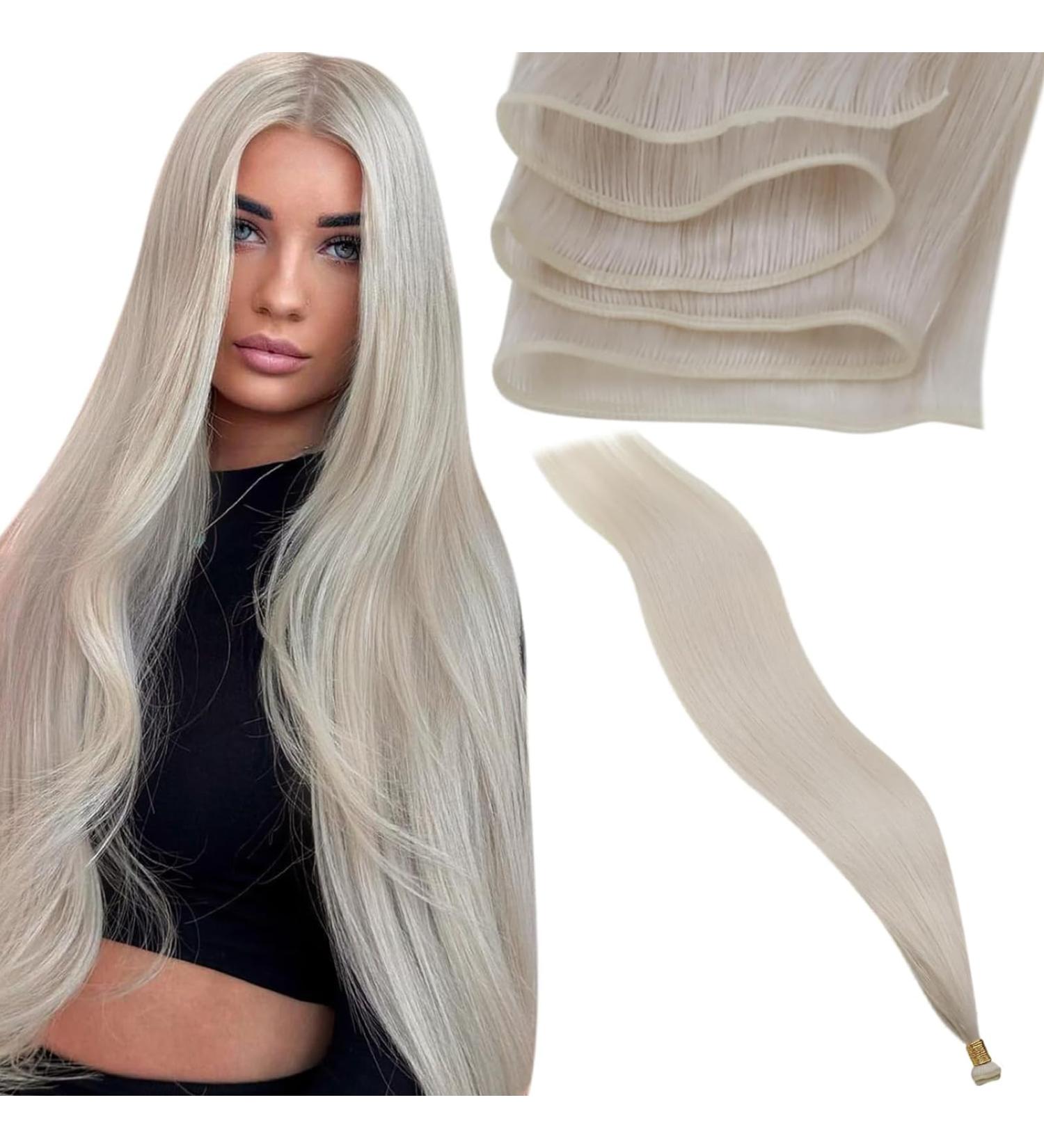 Laavoo Real Hair Extensions - 25g Bleach Blonde Tresses for Seamless Sewing - Virgin Human Hair - 55cm #1000 - Buy Online on GoSupps.com
