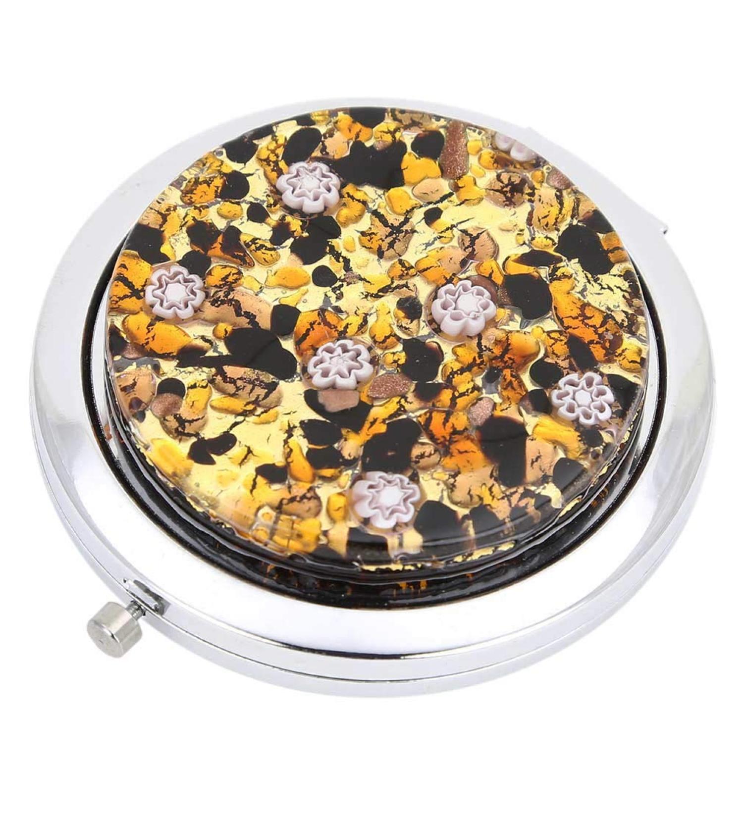 GlassOfVenice Murano Glass Millefiori Folding Compact Mirror - Topaz Gold - Buy Online on GoSupps.com
