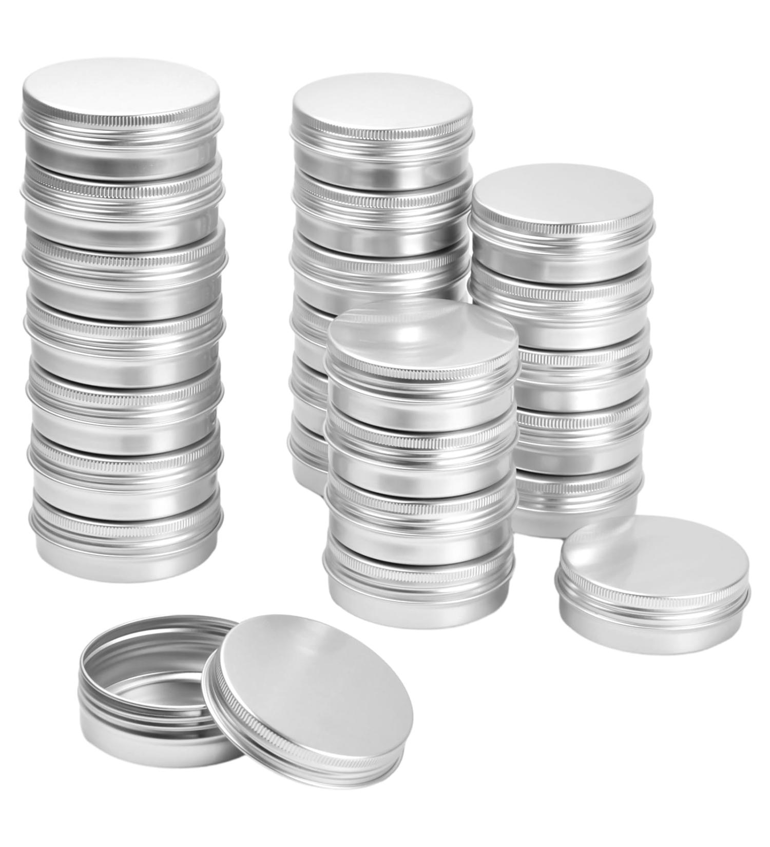 24 Pieces Aluminum Tin Jars 60ml Empty Cosmetic Container Pots Silver Round Cosmetic Tin Jars Aluminum Round Cans with Screw Lids for Cream Lotion Powder Lip Balm Salve Sample Makeup Storage - Buy Online on GoSupps.com
