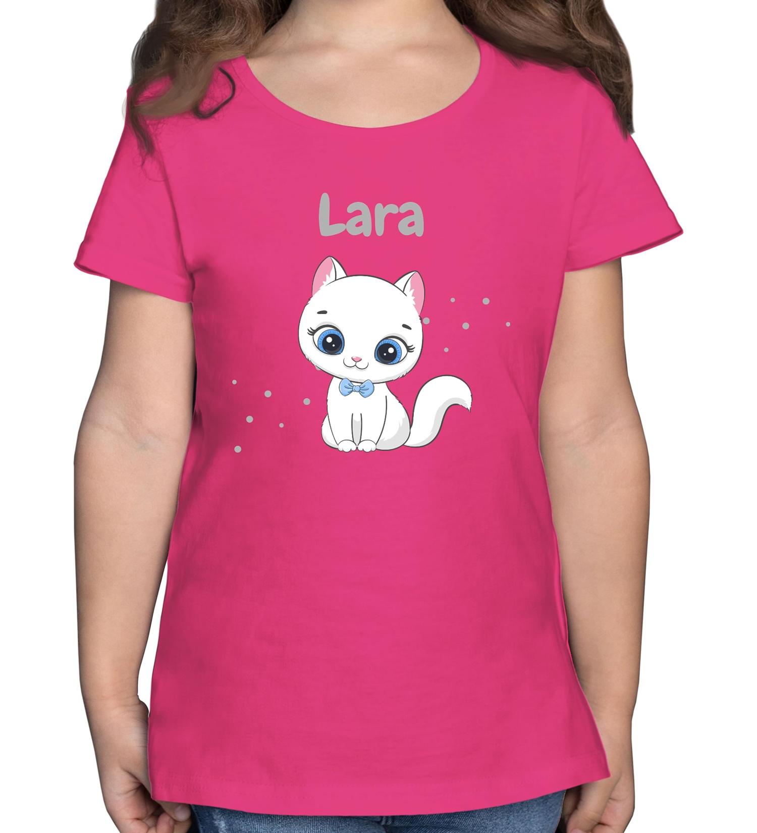 Personalized Gift T-Shirt for Girls - Cute Cat Motif Cat Design by Shirtracer - Fuchsia 01 - Buy Online on GoSupps.com