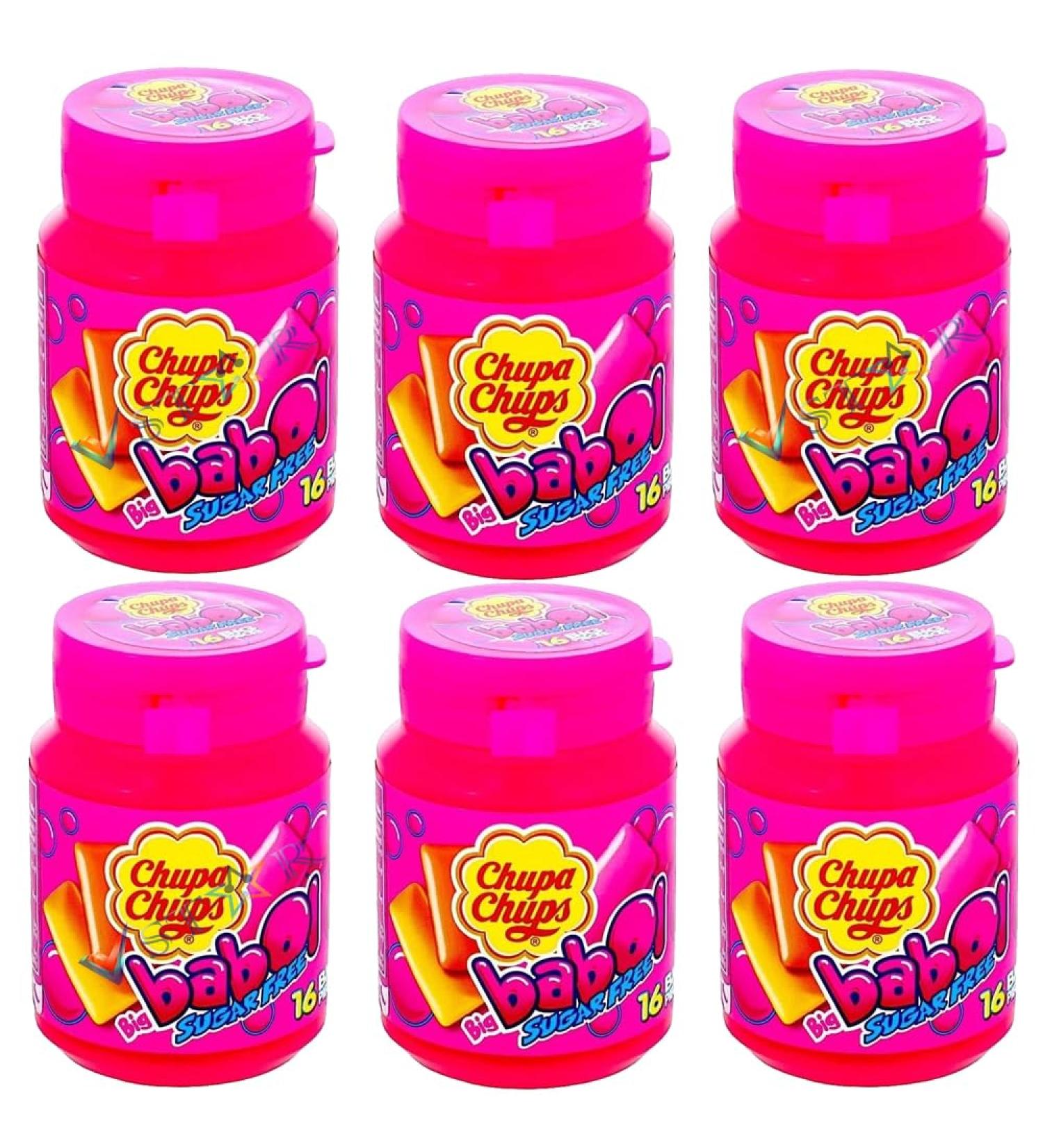 Chupa Chups Sugar Free Big Babol Strawberry Orange & Lemon Flavour Gum Bottle 16 Pieces - 64g (6)