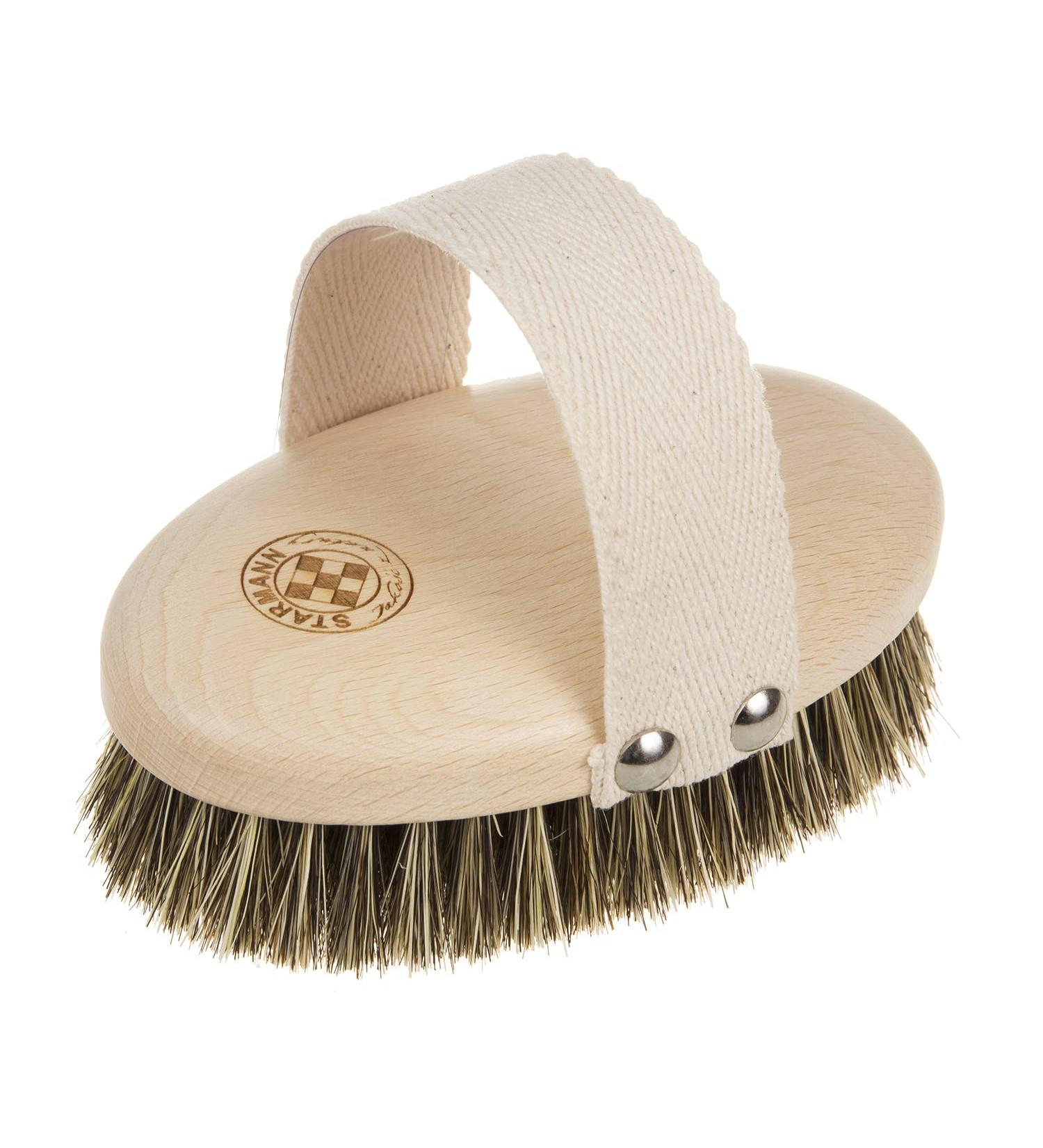 Starmann Beech Wood & Horsehair Body Brush - Dry Massage & Spa Hand Brush for Breast Care - Buy Online on GoSupps.com
