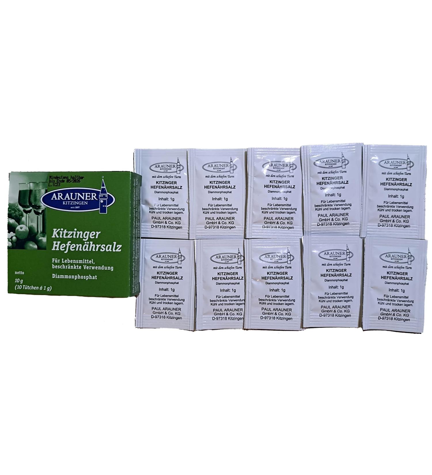 Yeast Nutrient Salt 10x1g | ARAUNER Yeast Nutrient - Diammonium Phosphate for Brewing & Fermentation - Buy Online on GoSupps.com