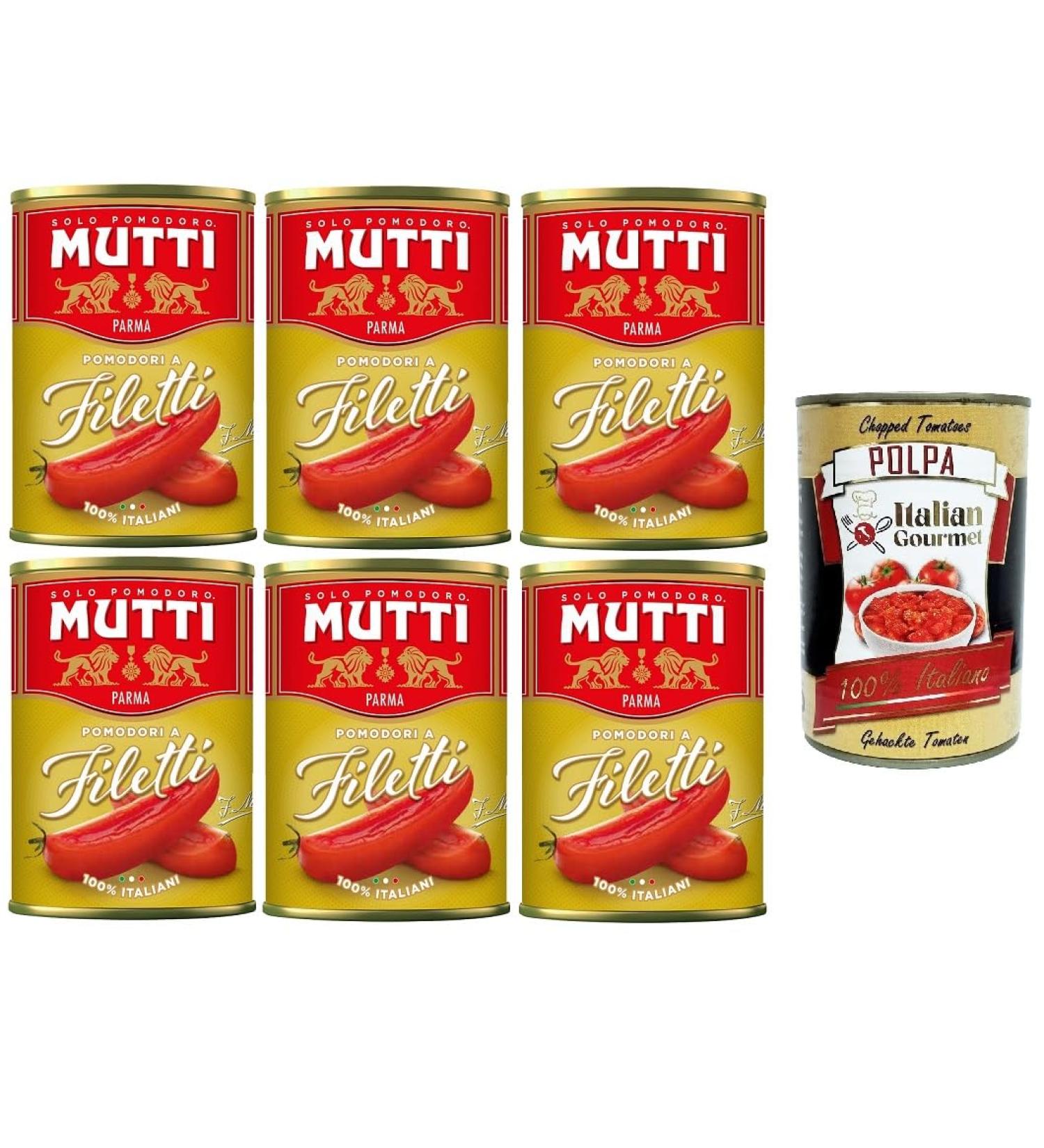  Italian Gourmet E.R. Pack of 6 Mutti Filetti tomatoes - 100% Italy - 400g can + 400g Italian Gourmet Polpa - Buy Online on GoSupps.com
