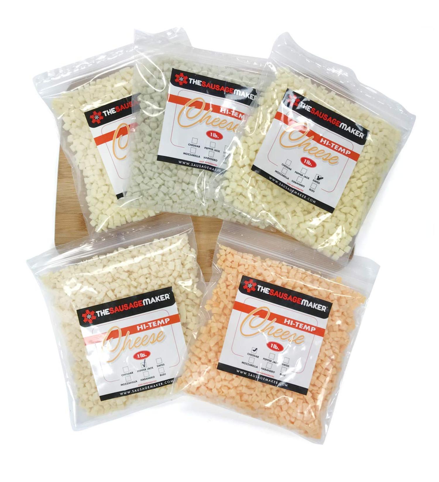 High Temp Cheese Assortment Pack - 5x1lb Packs | The Sausage Maker - Buy Online on GoSupps.com