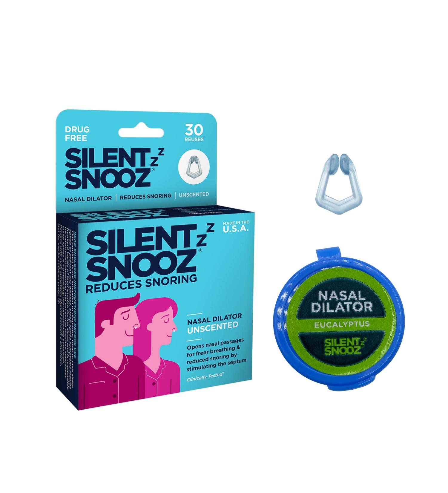 Silent Snooz Unscented Sleep Aid: Natural Snoring Relief | Anti-Snoring Nose Clip with Nasal Dilator | Stop Snoring Device for Men & Women | Reusable (30 Uses) - Buy Online on GoSupps.com