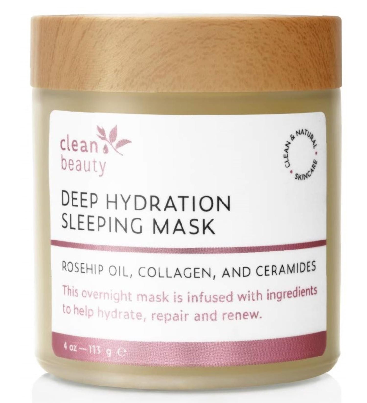 Clean Beauty Deep Hydration Sleeping Face Mask with Rosehip Oil & Collagen - Nourish & Reduce Fine Lines (4 oz) - Shop Internationally - Buy Online on GoSupps.com
