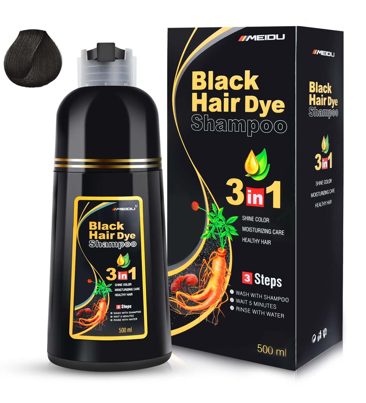 Hair Dye Shampoo for Gray Hair | 3 in 1 Black Hair Color Shampoo for Men & Women | Herbal Ingredients | 500ml - International Shipping Available - Buy Online on GoSupps.com