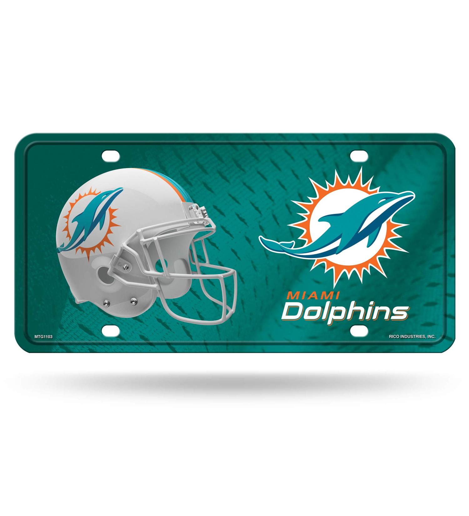 NFL Miami Dolphins Metal License Plate Tag - 6 x 11.5 inches | Officially Licensed - Buy Online on GoSupps.com