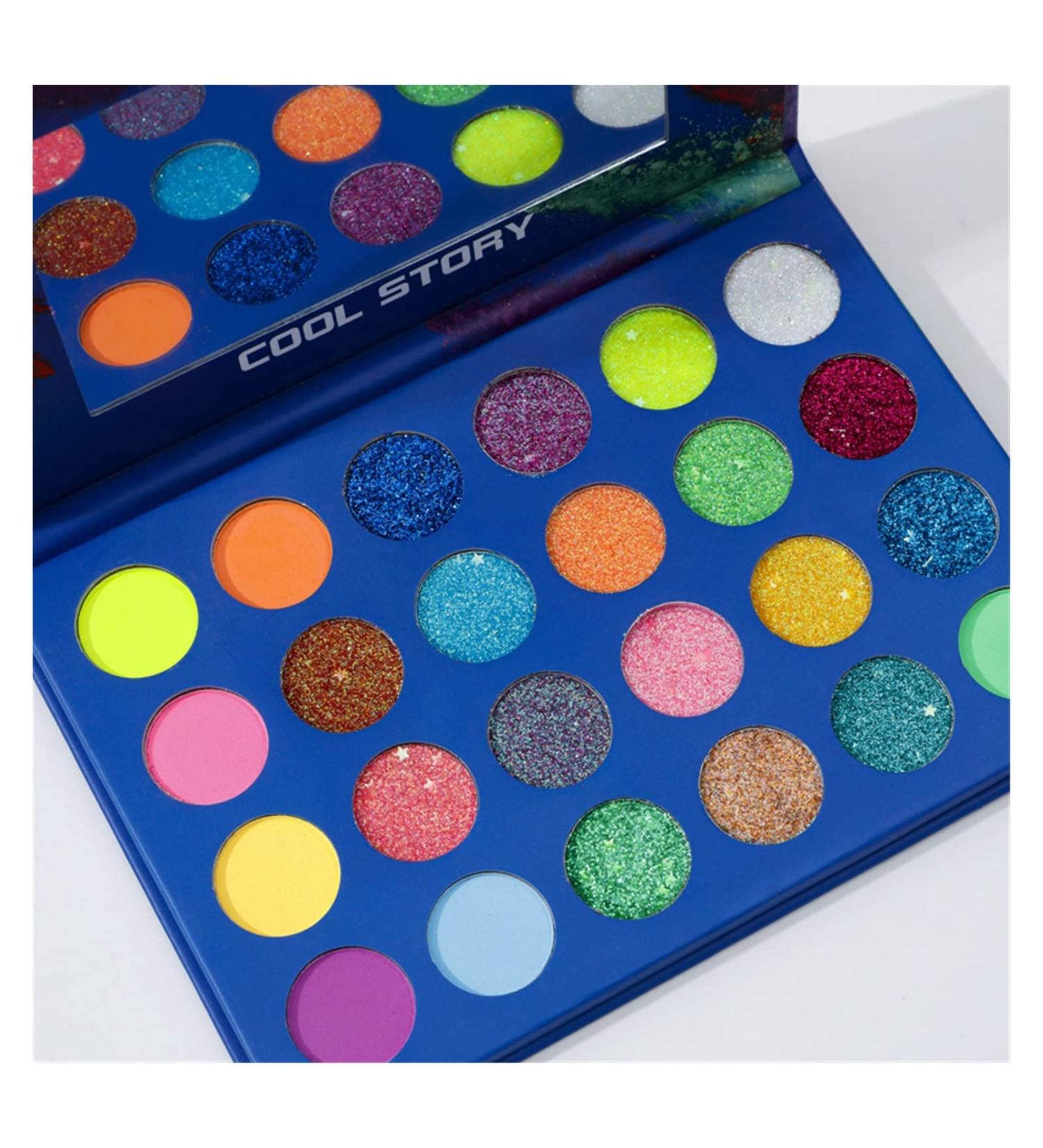 24-Color Luminous Eyeshadow Palette Stage Nightclub Children's Performance Makeup Beads Matte Fluorescent - Buy Online on GoSupps.com