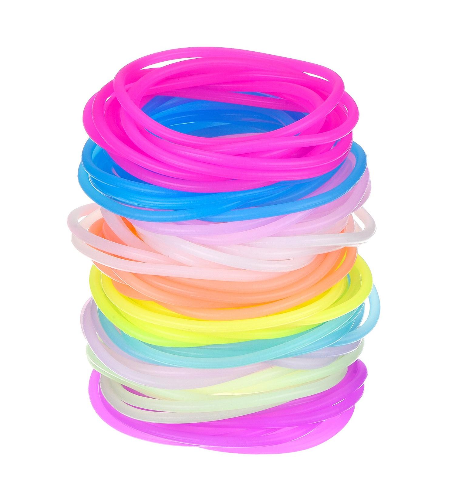 100 Multicolor Silicone Jelly Bracelets & Luminous Hair Ties - Bulk Pack for Stylish Accessories - Buy Online on GoSupps.com