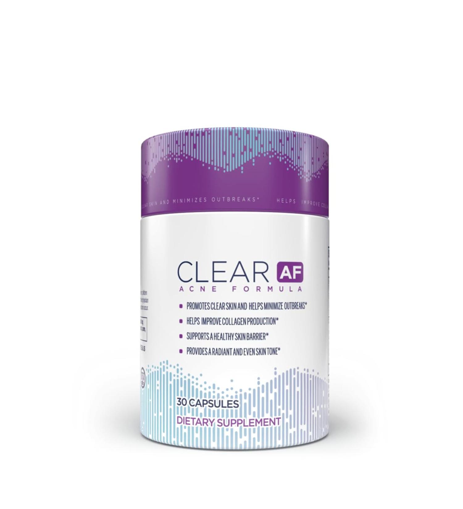 Clear AF Clear Skin Supplement | Skin Barrier Hydration & Clear Complexion Support with Vegan Ceramides Zinc Vitamin D3 B6 Riboflavin & Thiamine | Vegan Capsules | 30-Day Supply - Buy Online on GoSupps.com
