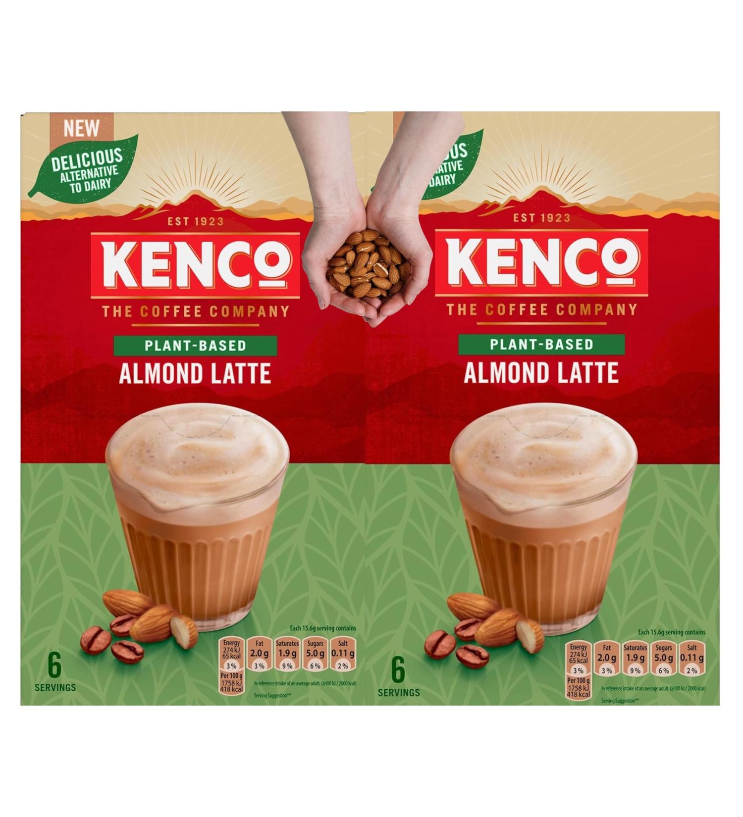 Kenco Plant Based Bundle with 2 x 6 Almond Latte Instant Coffee Sachets Non-Diary Total of 12 Sachets - Buy Online on GoSupps.com
