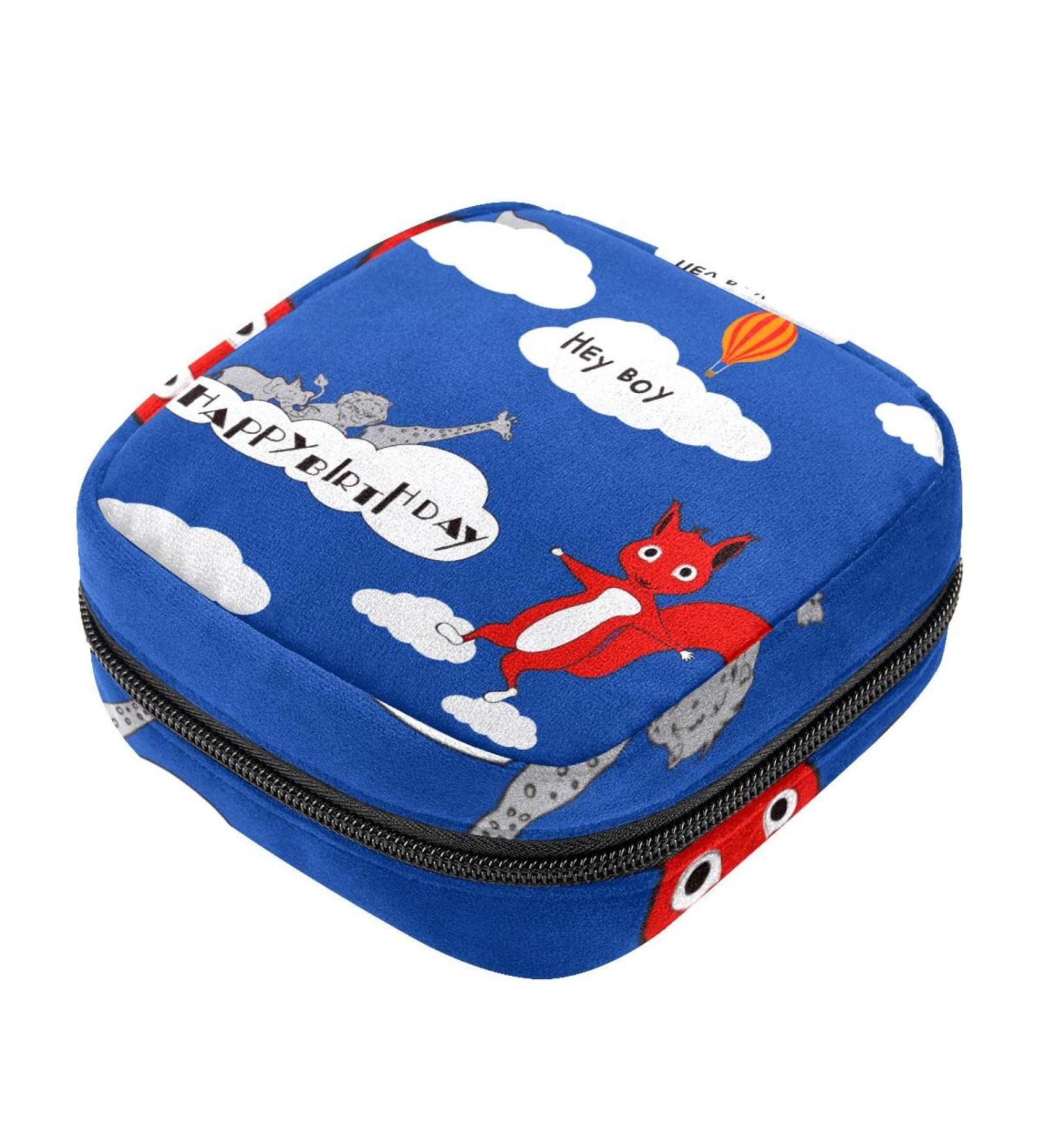 HomeDecorZone Portable Period Kit Bag - Feminine Product Pouch for Girls - Pads and Tampons Organizer with Zipper - Cartoon Animal Design - Multicoloured 08 - Buy Online on GoSupps.com