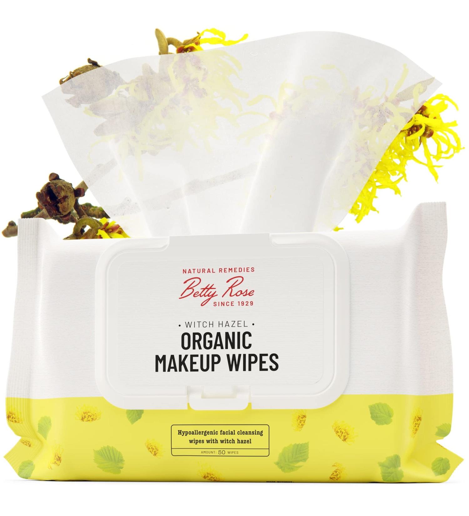 Natural Witch Hazel Makeup Facial Wipes - 50 Vegan Count, Gentle and Calming Makeup Remover for Sensitive Skin - Buy Online on GoSupps.com