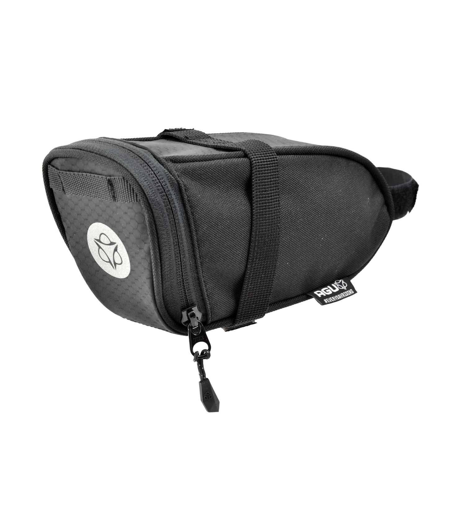 AGU Performance DWR Saddlebag - 0.7L Water-Repellent Bicycle Bag in Black | Reflective & Eco-Friendly 100% Recycled Polyester - Buy Online on GoSupps.com