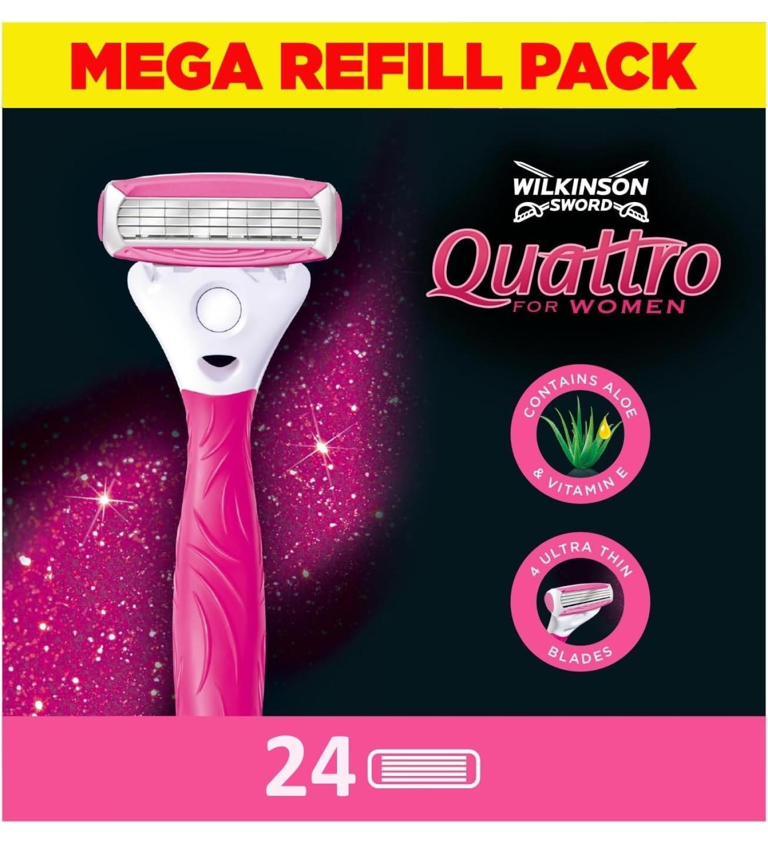WILKINSON SWORD - Quattro For Women | Smooth Glide | Pack of 24 Razor Blade Refills - Buy Online on GoSupps.com