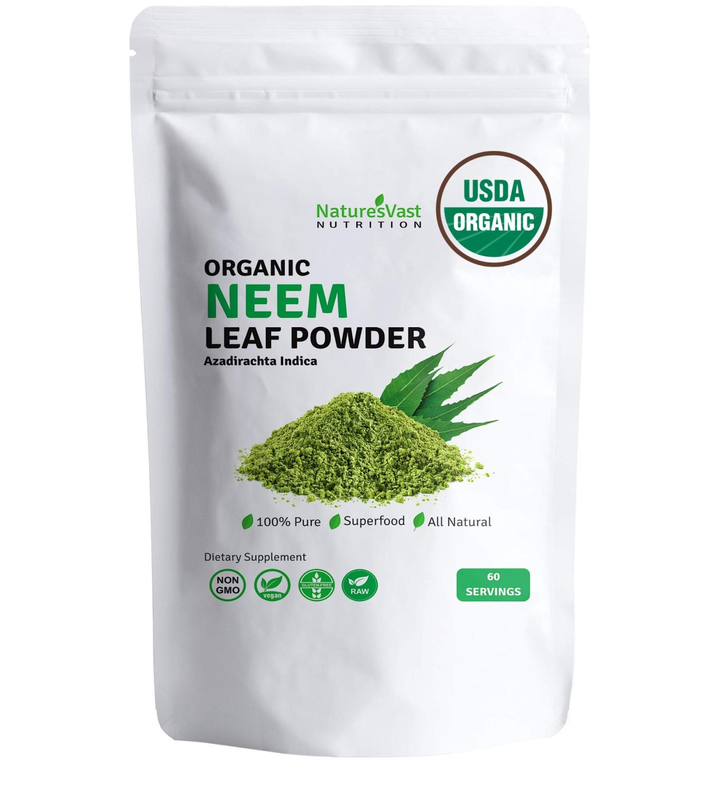 Organic Neem Leaf Powder - 100% Pure Azadirachta Indica - 4.4oz (USDA Certified) - Buy Online on GoSupps.com
