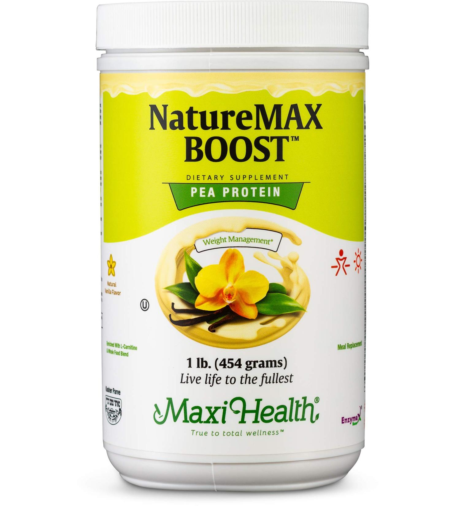 NatureMax Boost Pea Protein Powder - 20g Protein Natural Vanilla Flavor Diet Supplement & Meal Replacement - 1lb Kosher Vitamin - Buy Online on GoSupps.com