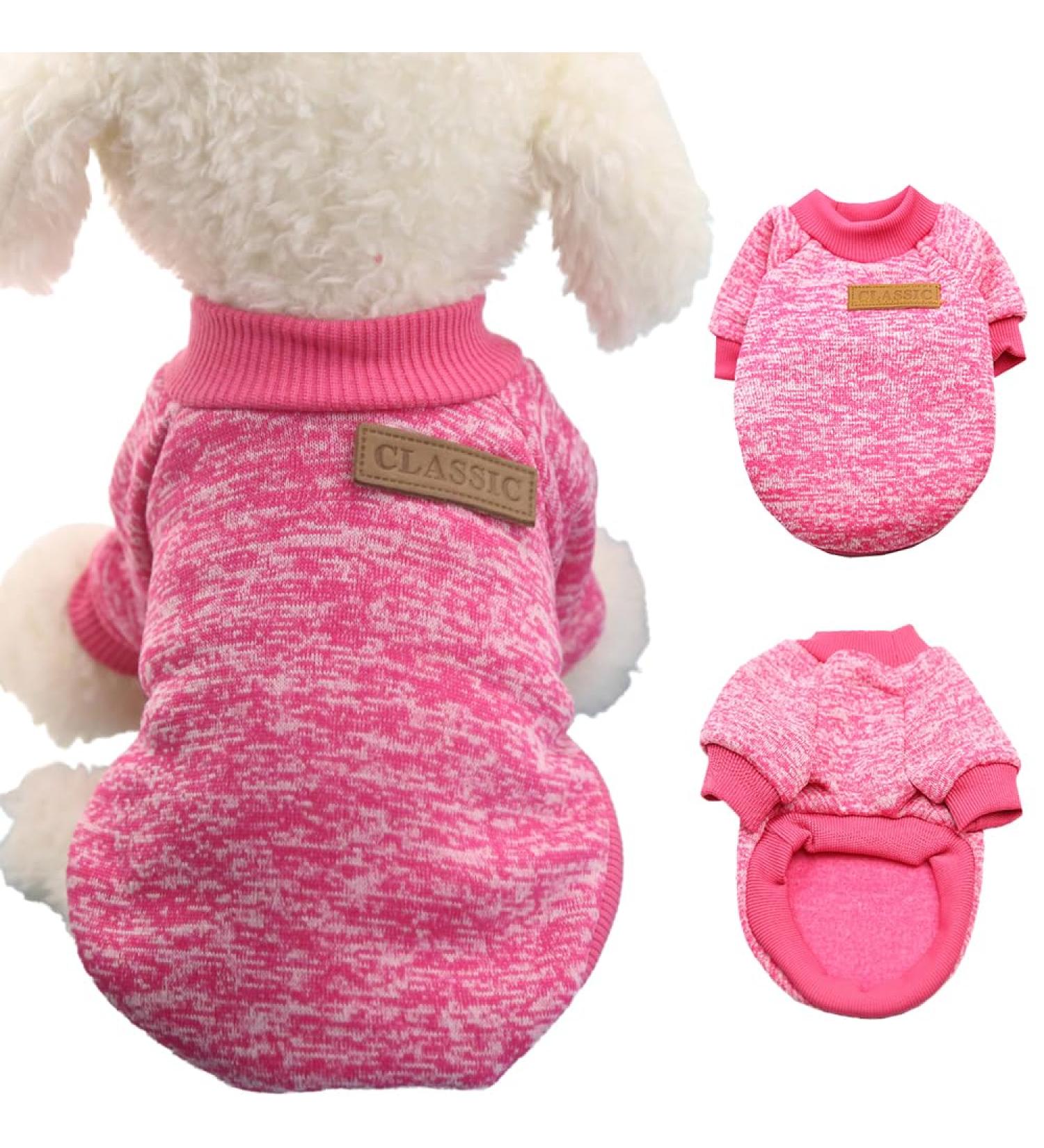 Warm Dog Sweater | Cozy Pet Clothing for Small & Medium Dogs | Winter Sweaters in Gray & Pink - Buy Online on GoSupps.com
