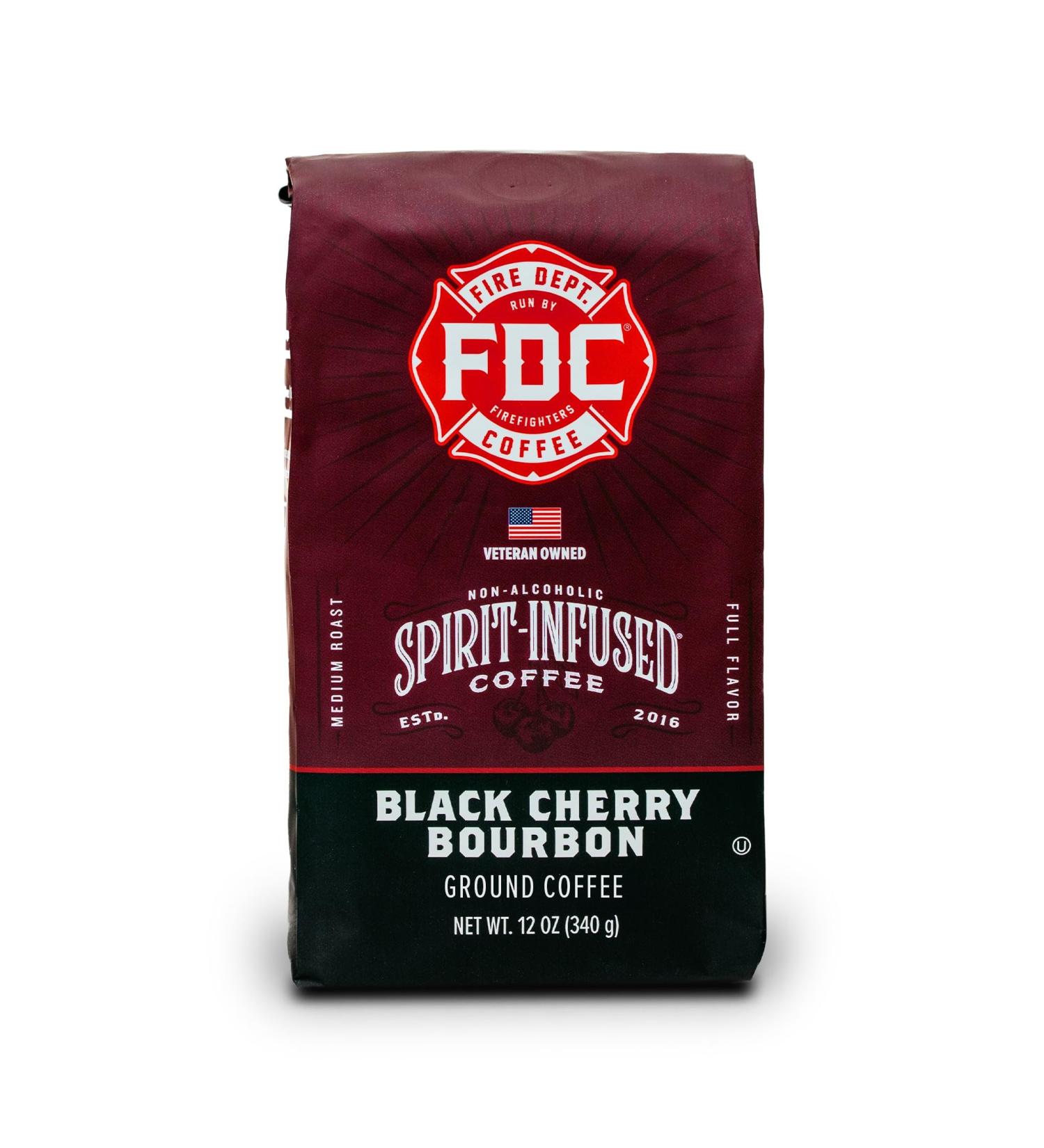 Fire Department Coffee - Caf bourbon cerise noire - Redonne aux pompiers - Caf moulu infus au bourbon de qualit sup rieure - Torr faction moyenne - Sans alcool - Torr fi aux tats-Unis - Buy Online on GoSupps.com