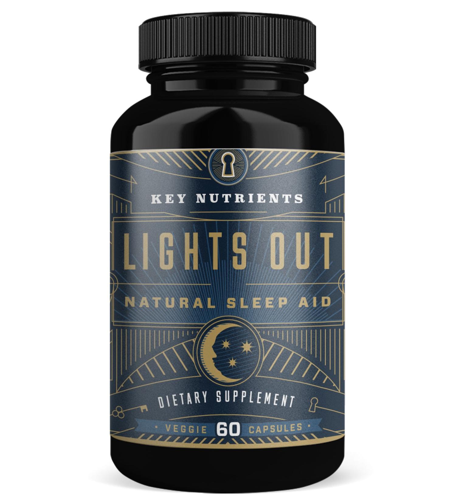 Lights Out Natural Sleep Aid - 60 Non-Habit Forming Pills with Melatonin, Valerian Root & Chamomile - Buy Online on GoSupps.com