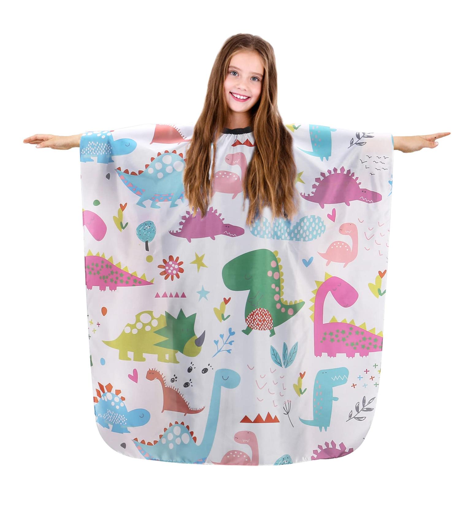 Faletony Kids Haircut Cloak - Waterproof Hairdresser Cape with Adjustable Snap Lock & Dinosaur Design - Buy Online on GoSupps.com