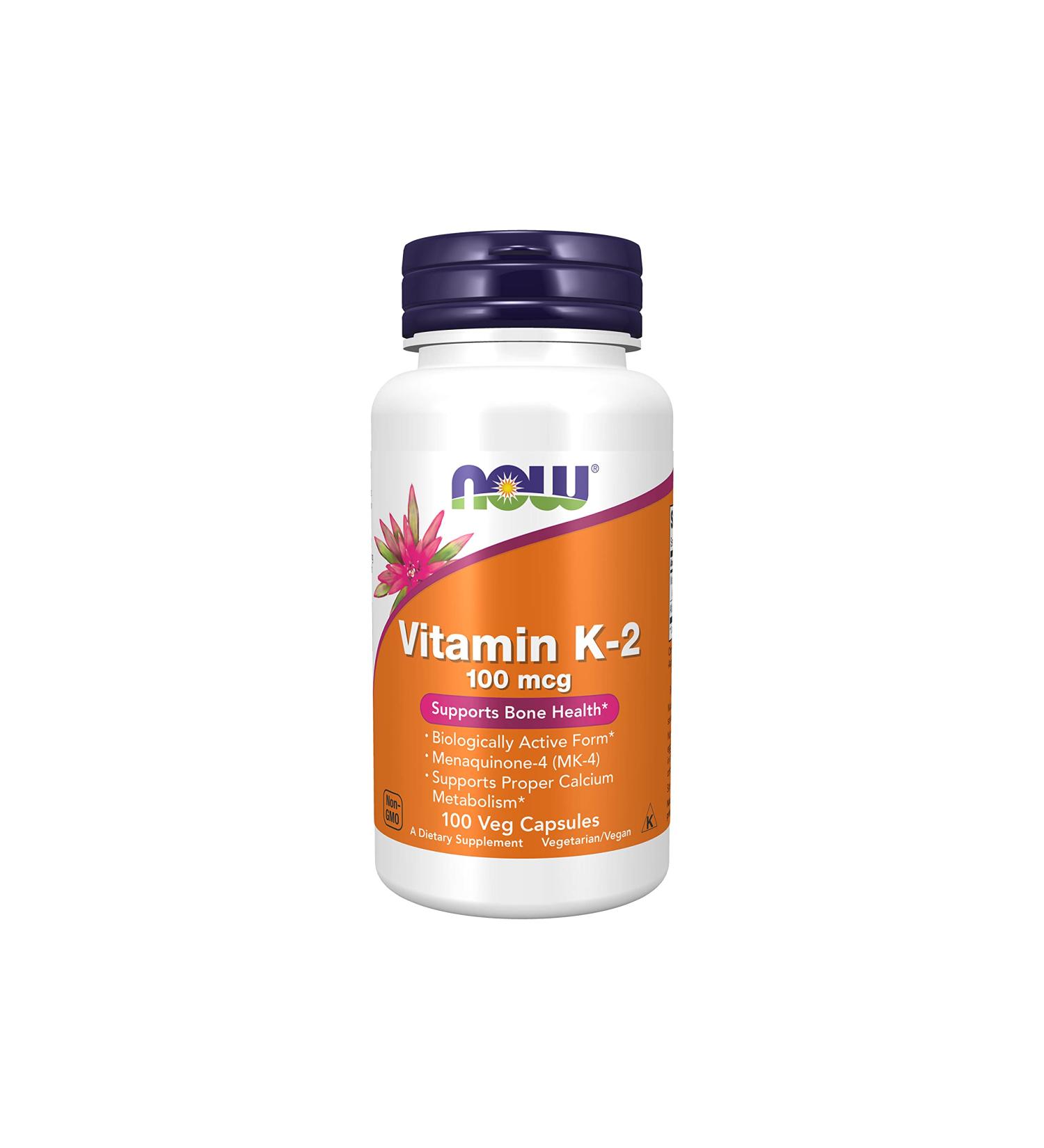 Now Foods Vitamin K2 100 mcg - 100 Vegan Capsules for Bone & Heart Health - Buy Online on GoSupps.com