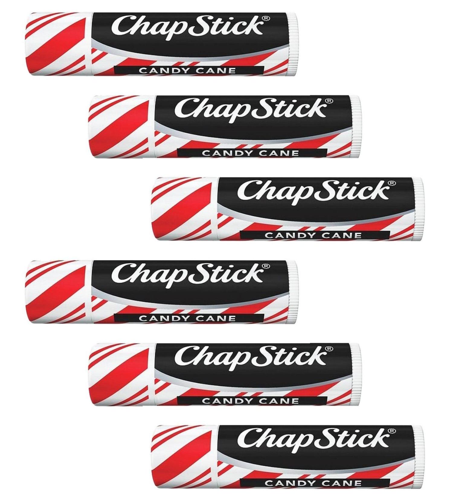 Chapstick Candy Cane Lip Balms Peppermint 0.15 Ounce (Pack of 6)