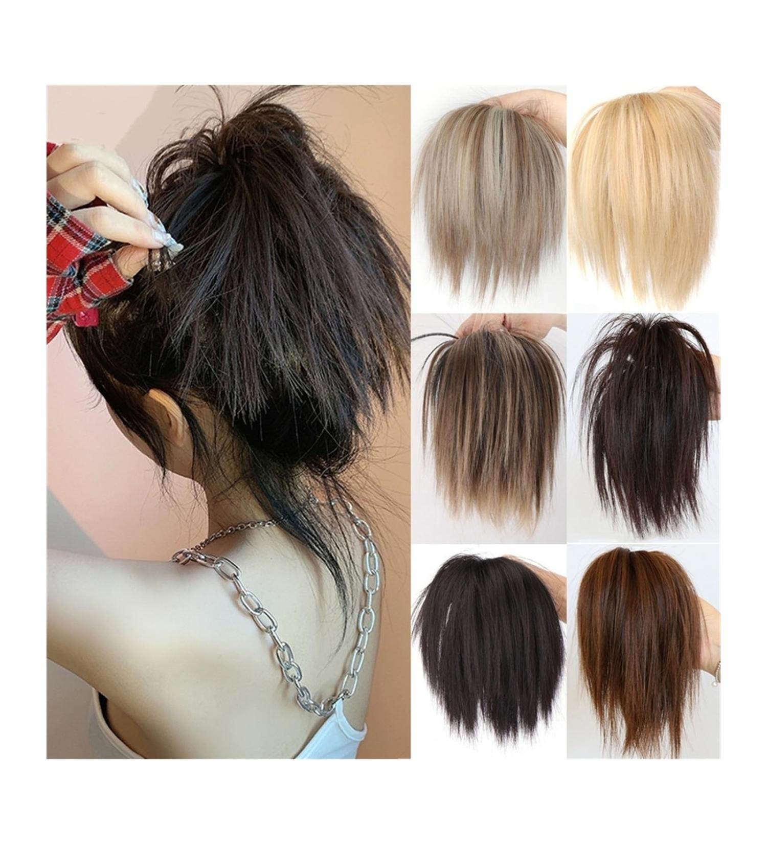 Messy Bun Hair Piece for Women Synthetic Hair Bun Extensions Messy Fluffy Straight Hair Elastic Band Chignon Scrunchy Wrap Updo False Hair Pieces for Women Fake Hair Accessories for Women Girls 18t10-2 - Buy Online on GoSupps.com