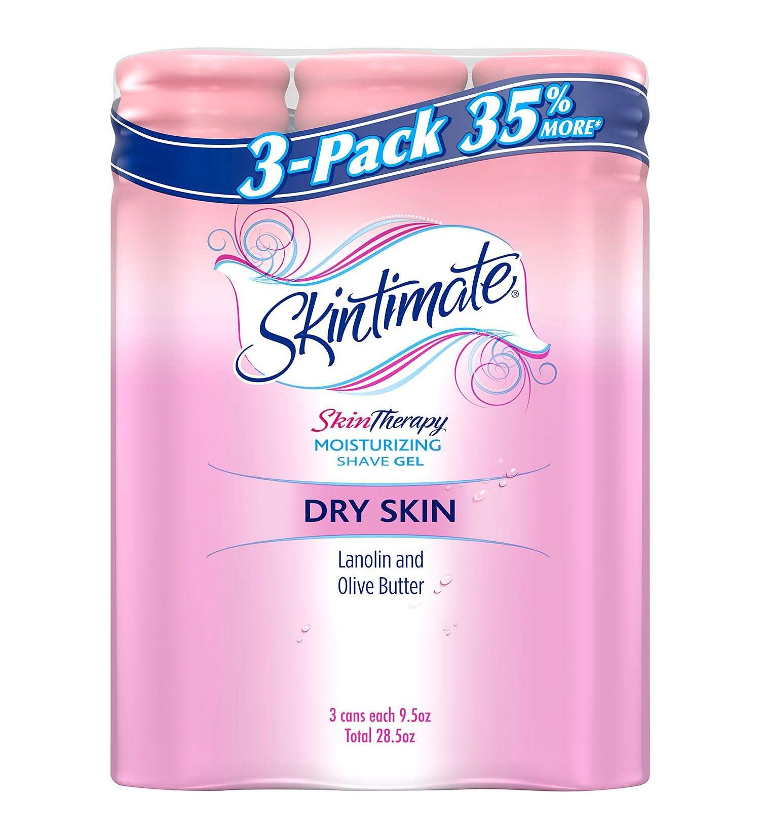 Skintimate SkinTherapy Moisturizing Shave Gel for Dry Skin with Lanolin & Olive Butter - 3 Pack (9.5 oz each) - Buy Online on GoSupps.com