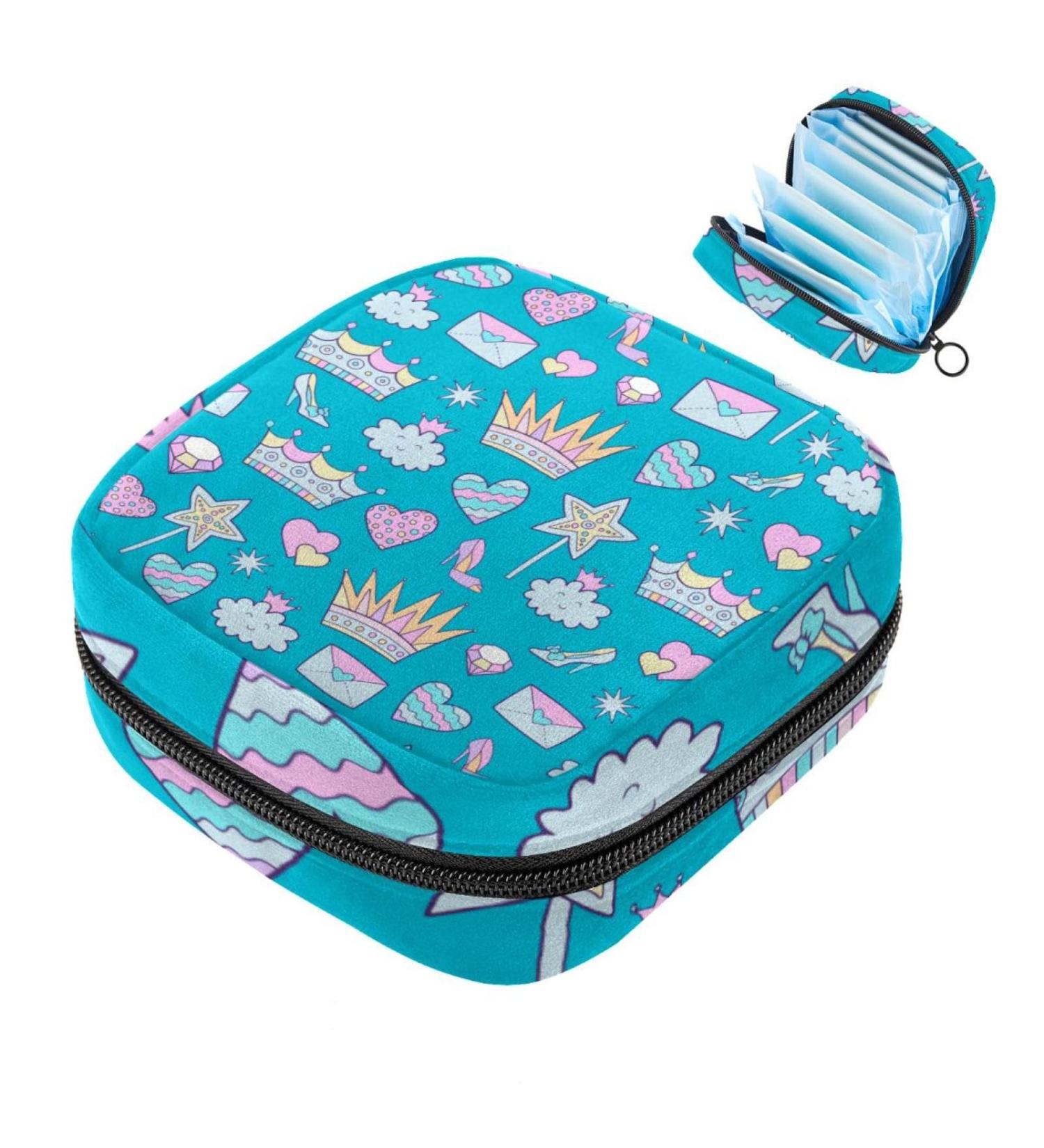 Javenproeqt Portable Women's Binding Bags | Menstrual Cup & Tampon Bags for Teens - Crown Pattern Multi-Colored - Buy Online on GoSupps.com